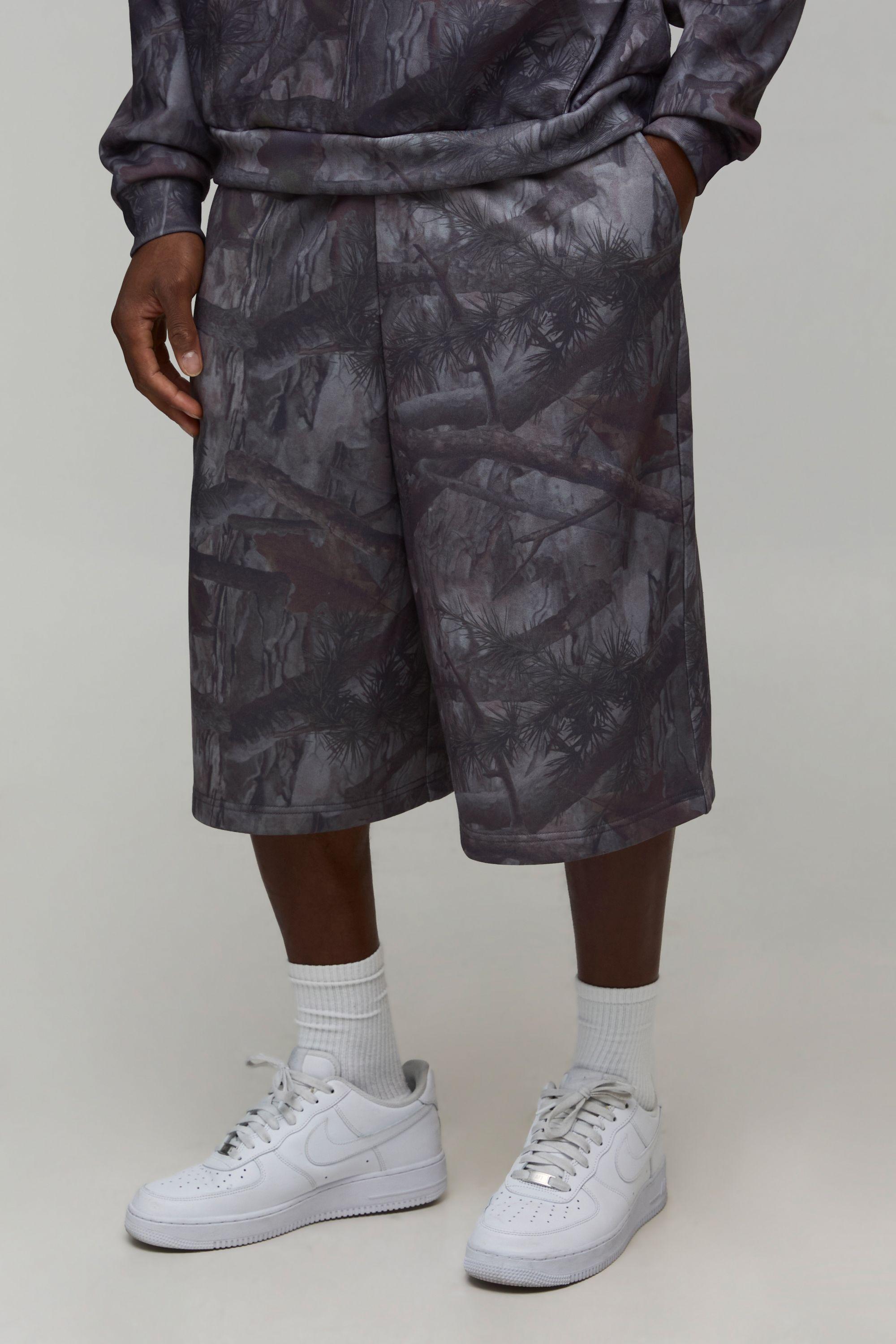 Camo Print Jersey Bermuda Jort by BOOHOOMAN