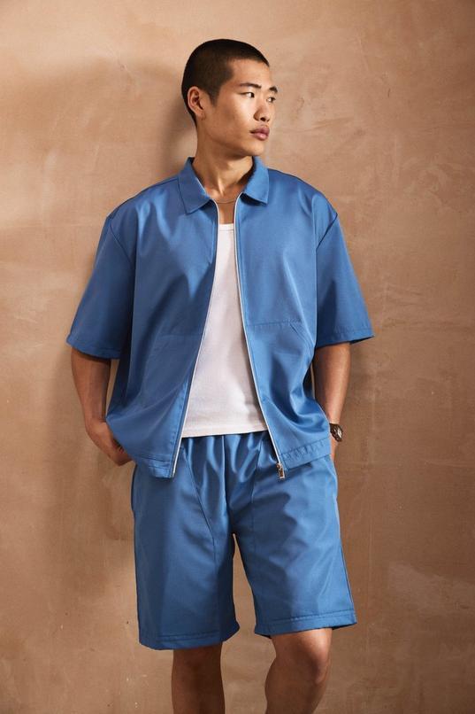 Carpenter Detail Regular Fit Short Sleeve Set by BOOHOOMAN
