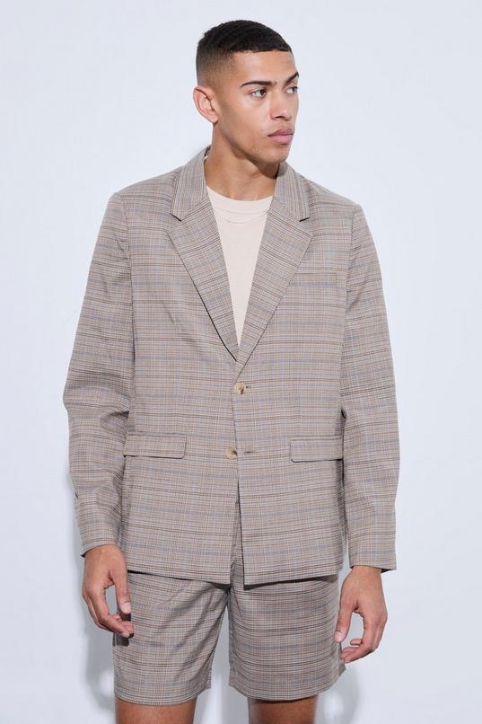 Check Oversized Boxy Blazer by BOOHOOMAN