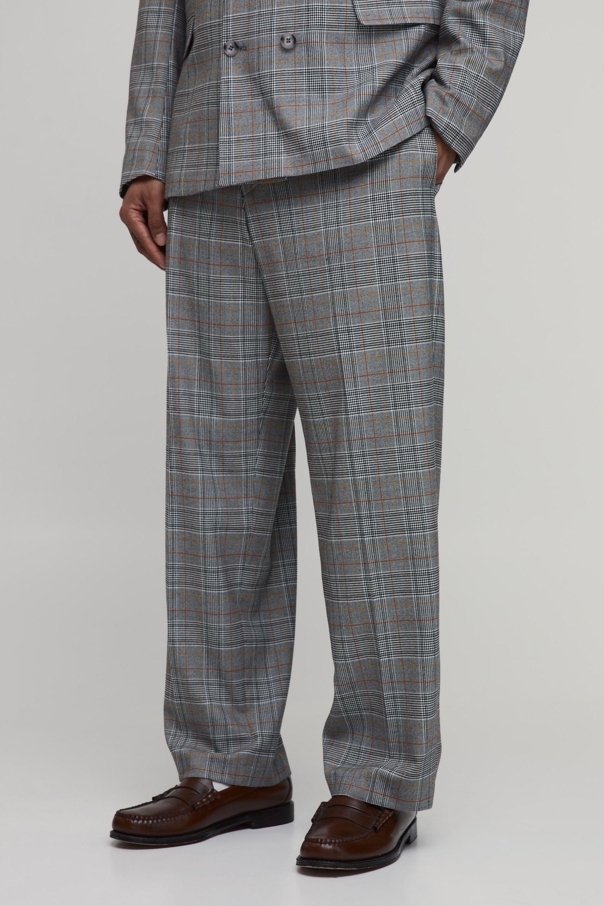 Checked Relaxed Fit Tailored Trousers by BOOHOOMAN