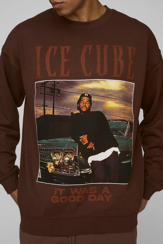 Chocolate Oversized Ice Cube License Sweatshirt by BOOHOOMAN