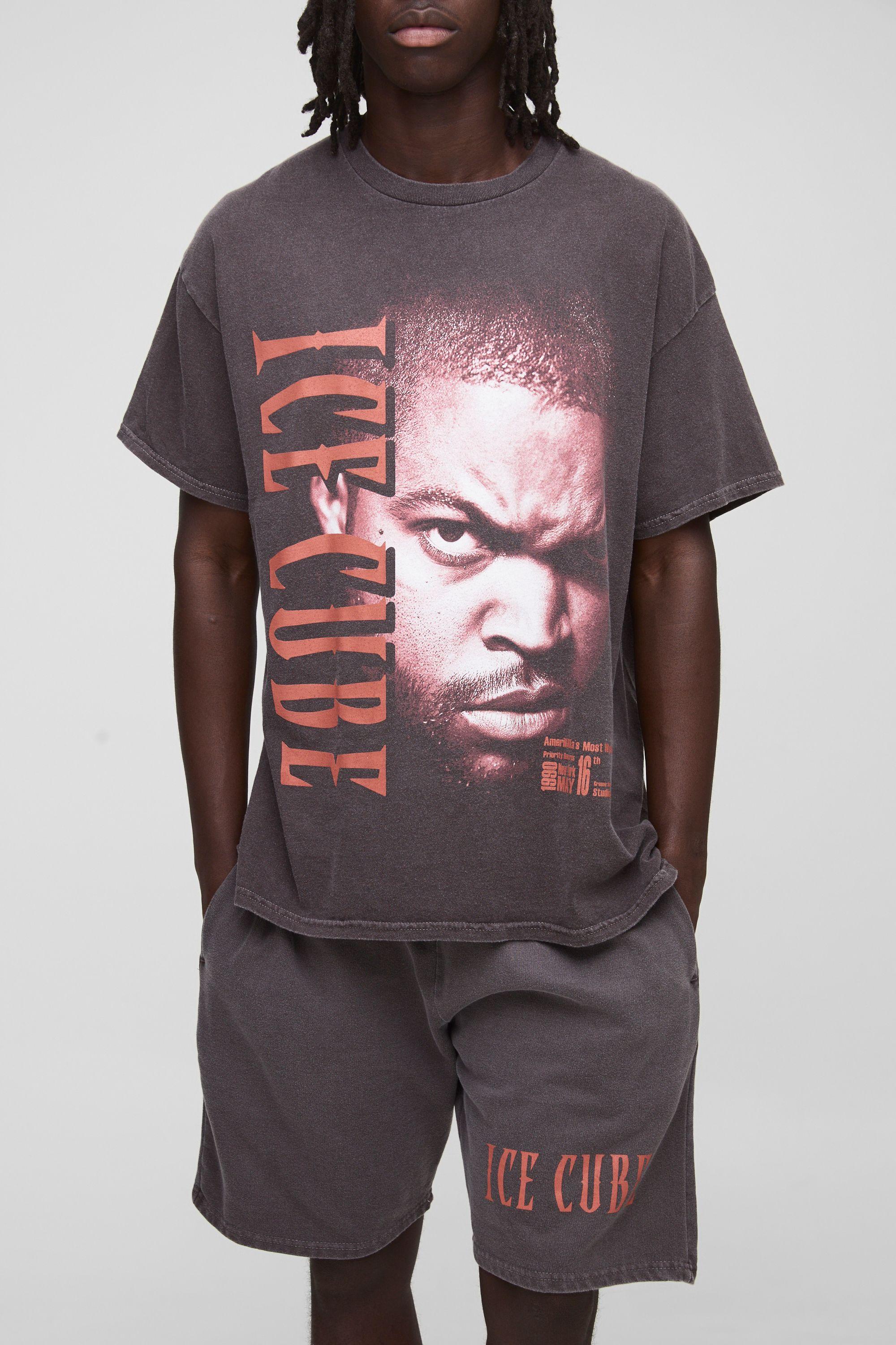 Chocolate Oversized Ice Cube License T-Shirt & Short Set by BOOHOOMAN