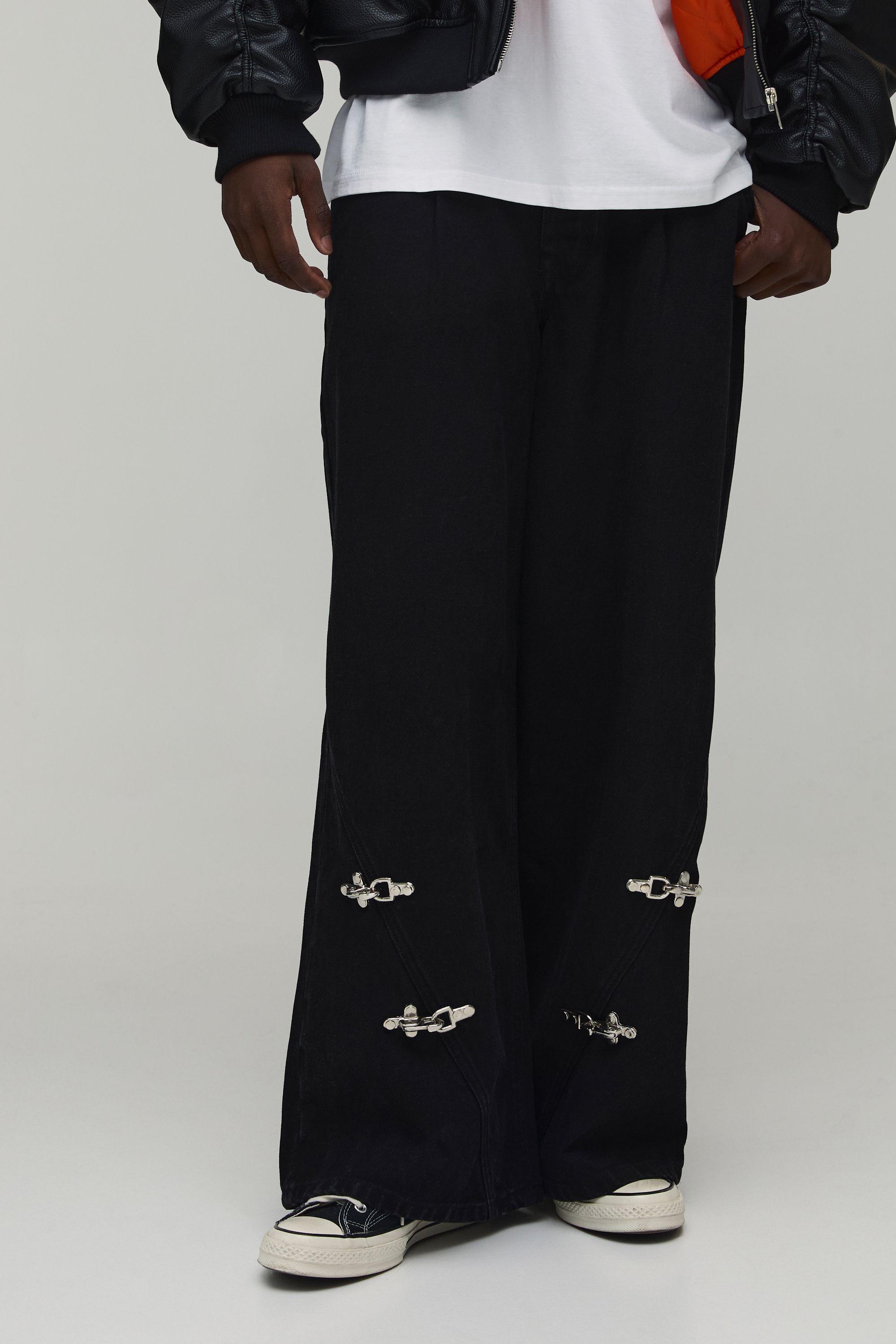 Clasp Detail Super Baggy Jeans by BOOHOOMAN