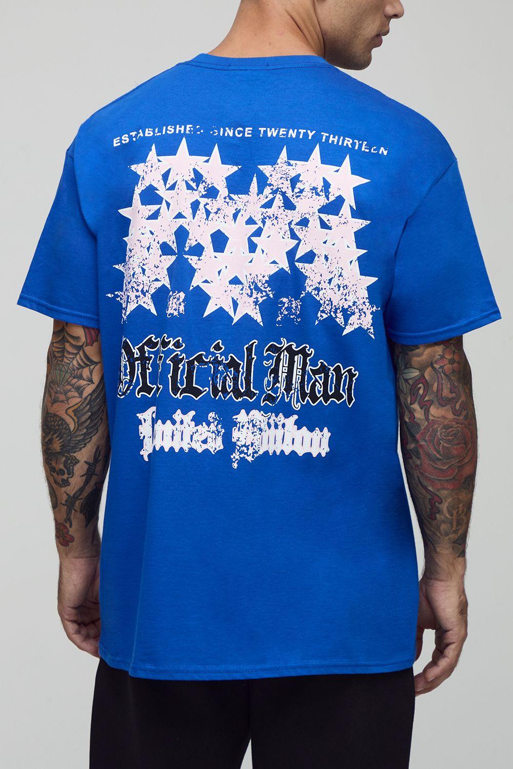 Cobalt Oversized Official Man Star Printed T-Shirt by BOOHOOMAN Cobalt Oversized Official Man Star Printed T-Shirt by BOOHOOMAN