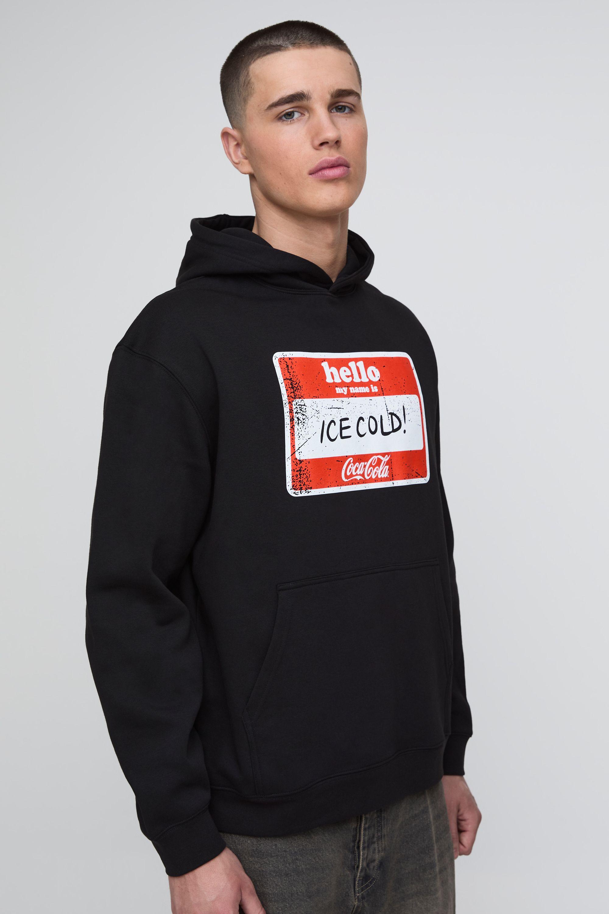 Coca Cola Ice Cold Oversized License Print Hoodie by BOOHOOMAN