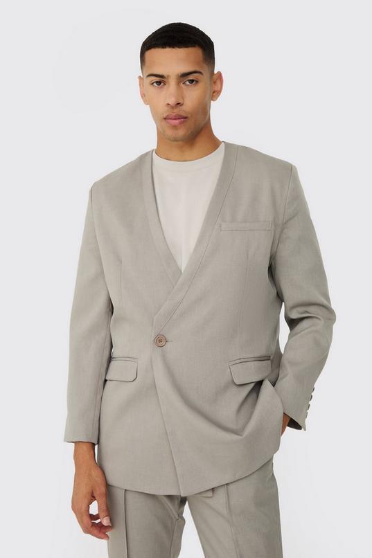 Collarless Straight Blazer by BOOHOOMAN