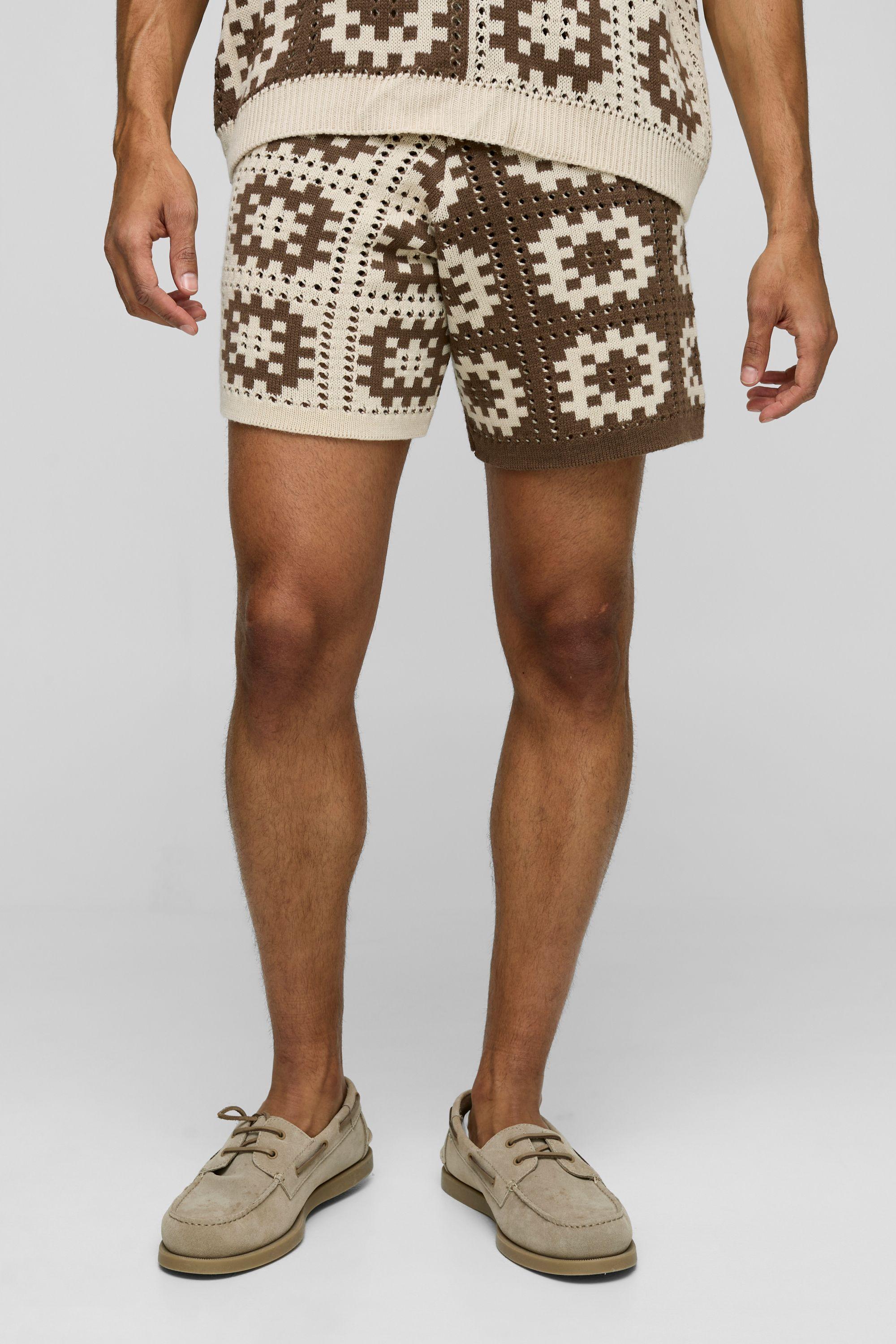 Crochet Square Knitted Short by BOOHOOMAN