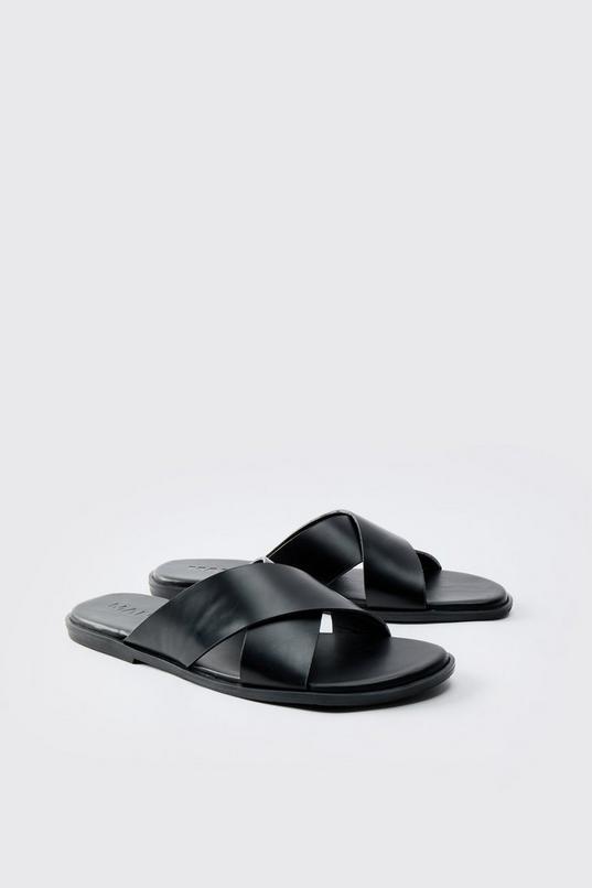 Cross Panel Sandal by BOOHOOMAN