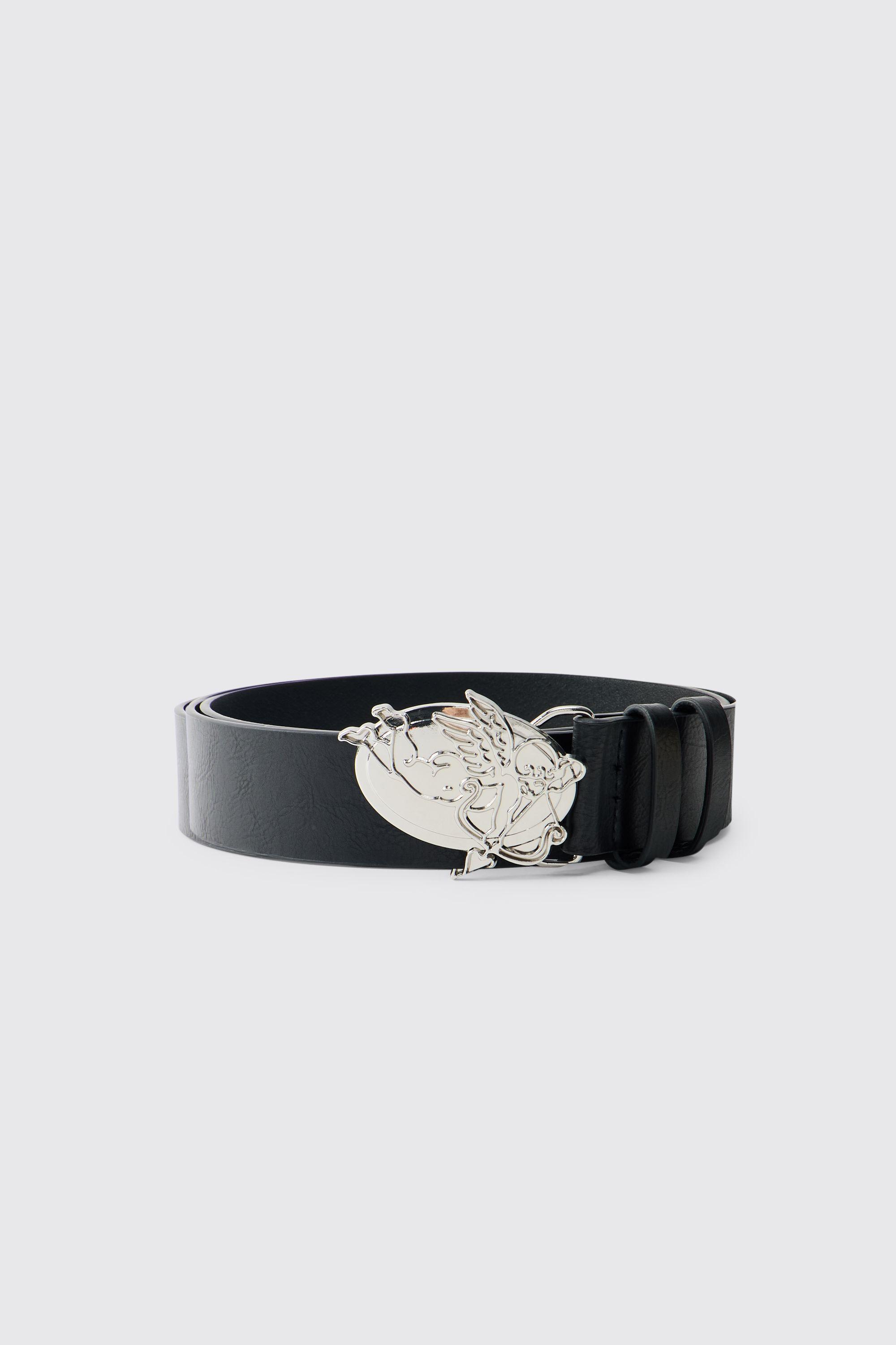 Cupid Buckle PU Belt by BOOHOOMAN