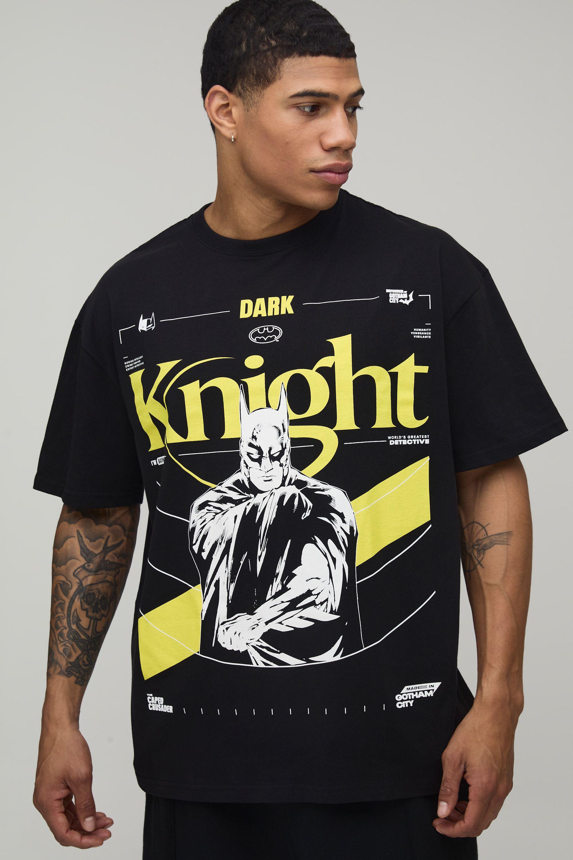 Dark Knight Oversized License Print T-shirt by BOOHOOMAN