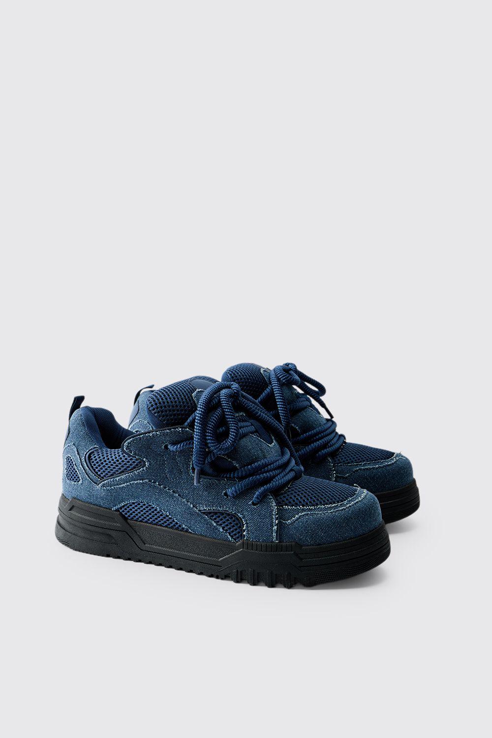 Denim Chunky Skater Trainer by BOOHOOMAN