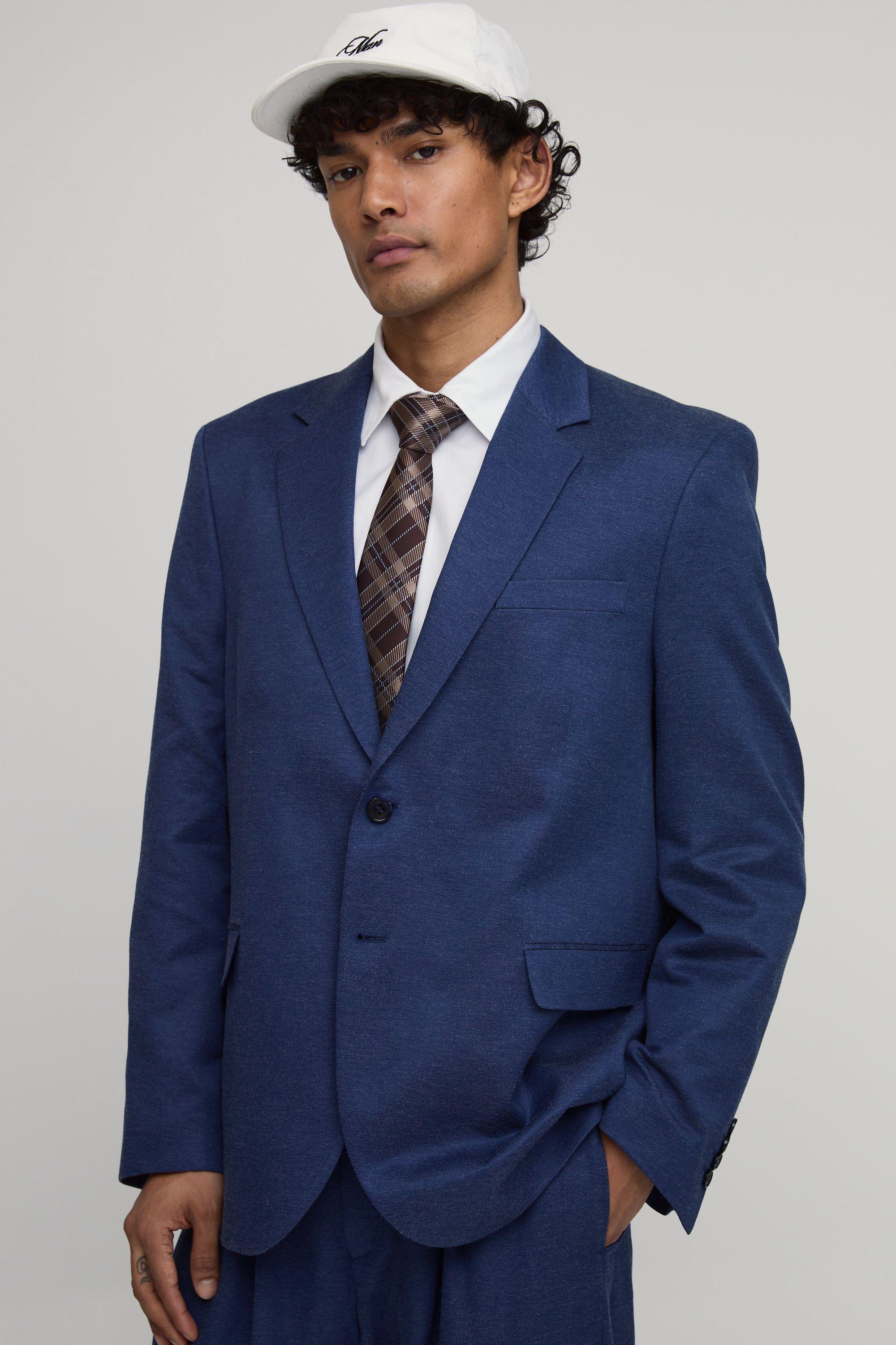 Denim Look Oversized Blazer by BOOHOOMAN