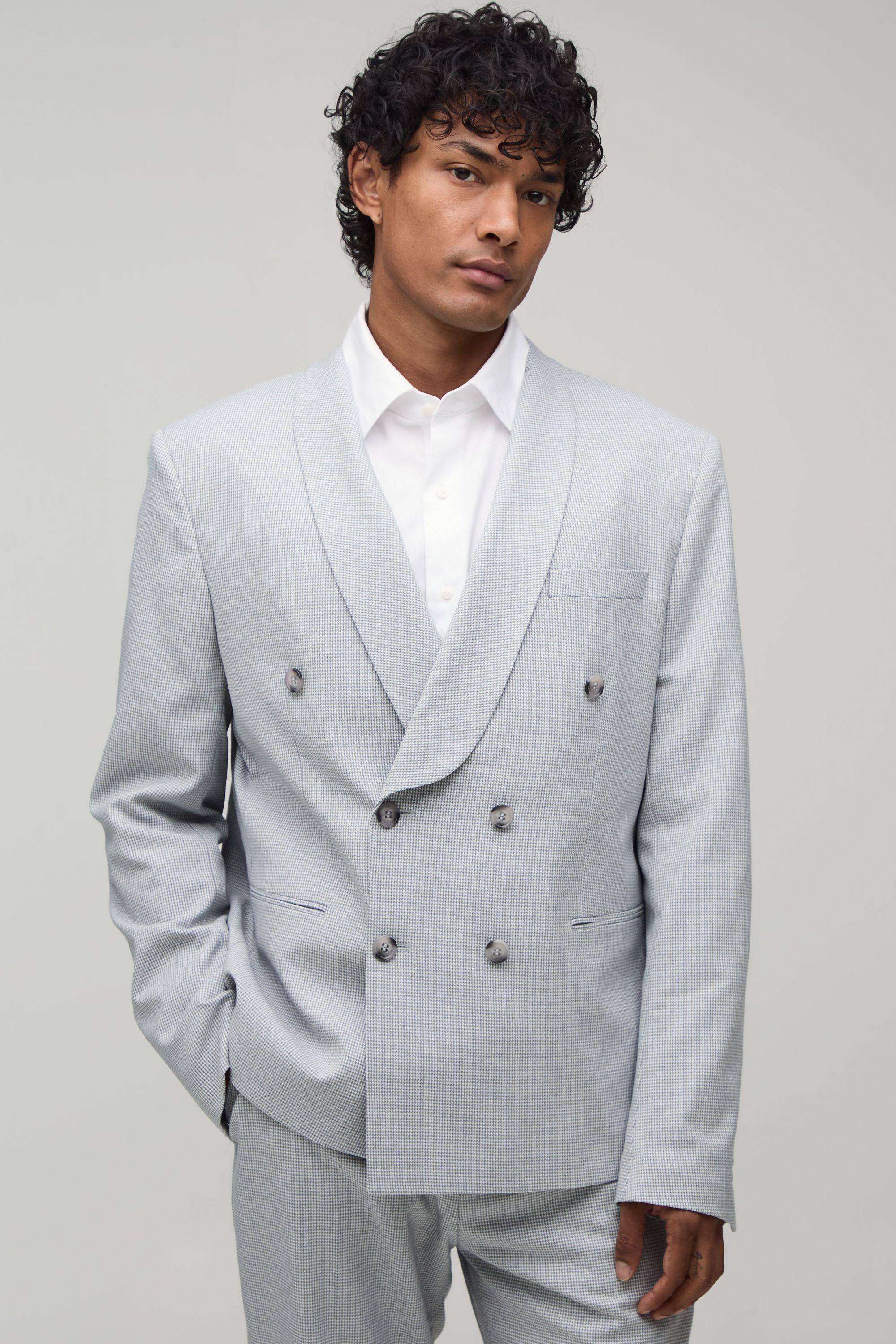 Dogtooth Regular Fit Double Breasted Blazer by BOOHOOMAN