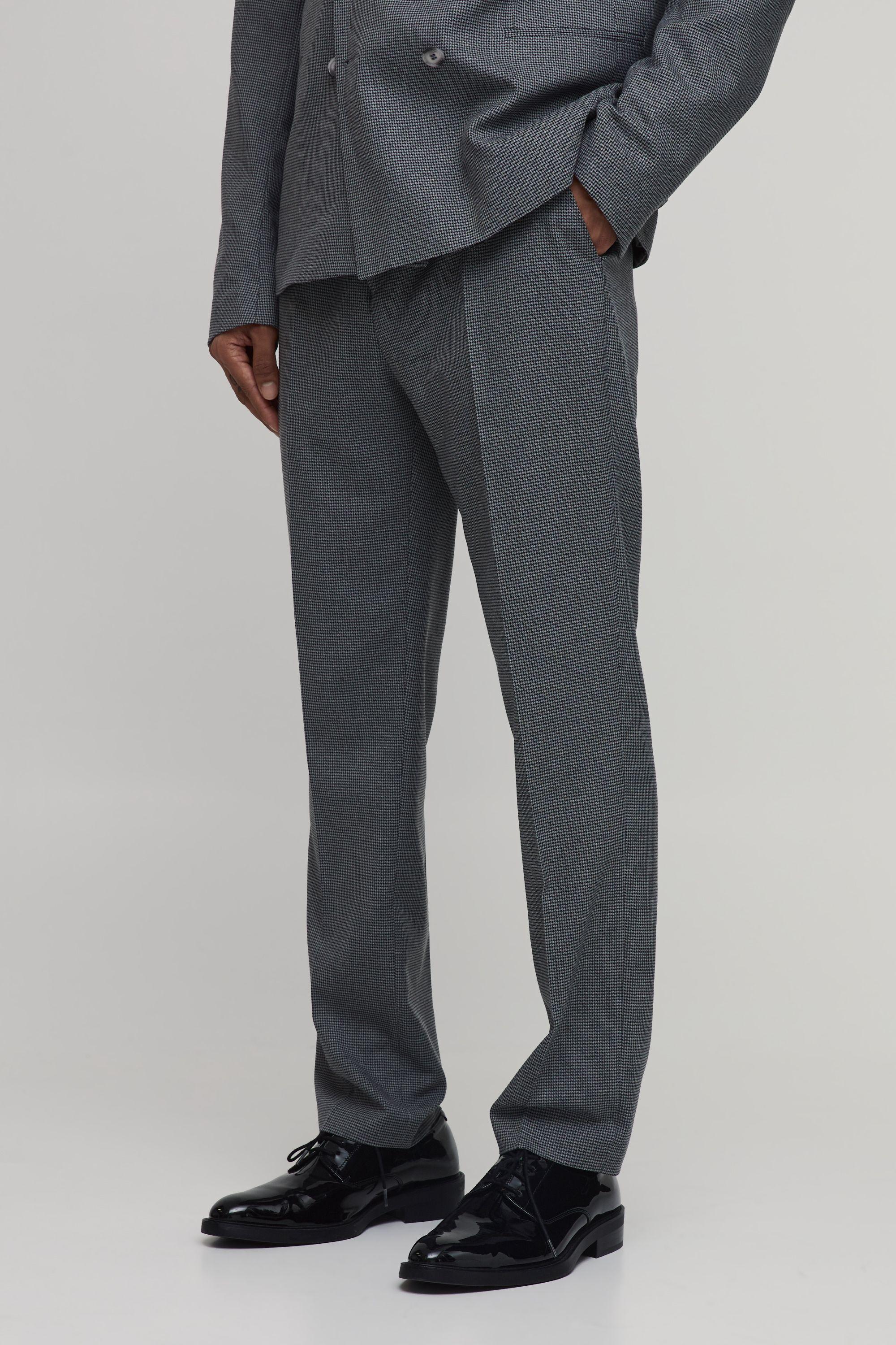 Dogtooth Straight Fit Tailored Trousers by BOOHOOMAN
