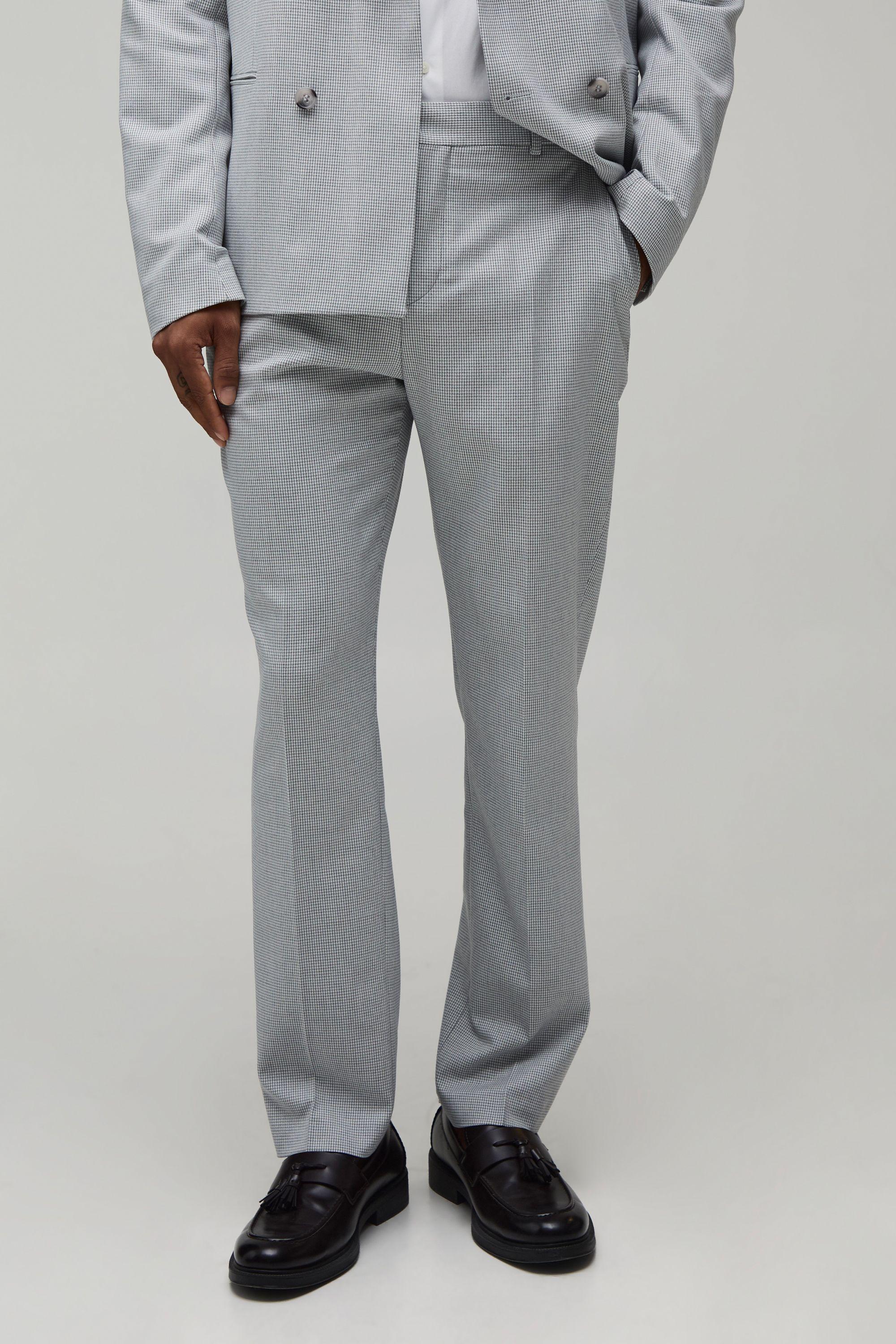 Dogtooth Straight Fit Tailored Trousers by BOOHOOMAN