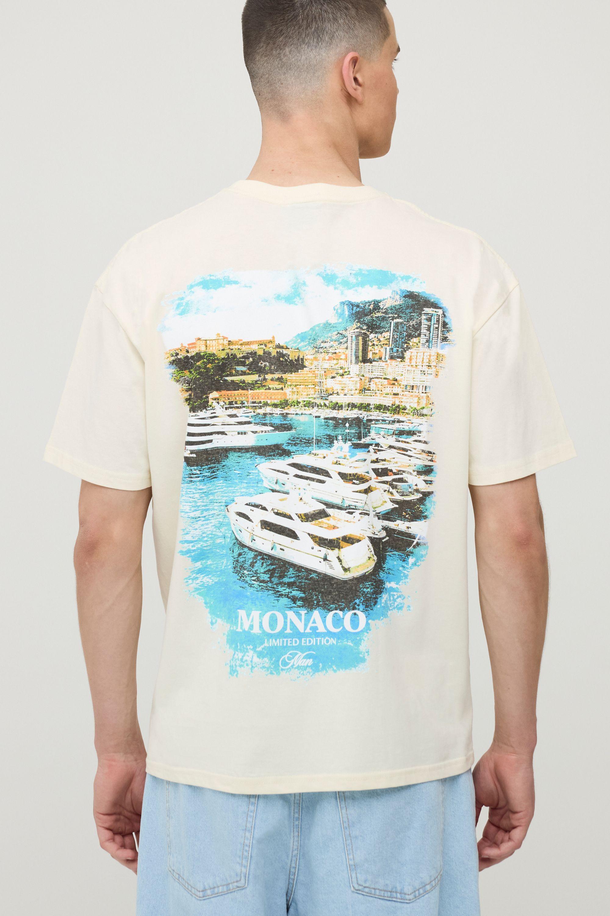Ecru Oversized Monaco Landscape Print T-Shirt by BOOHOOMAN