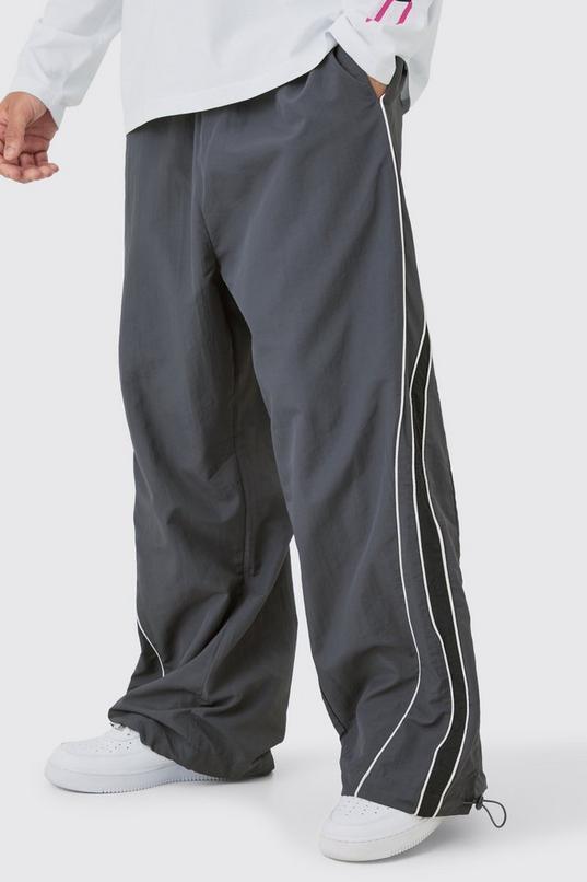 Elasticated Waist Piping Detail Parachute Track Pants by BOOHOOMAN
