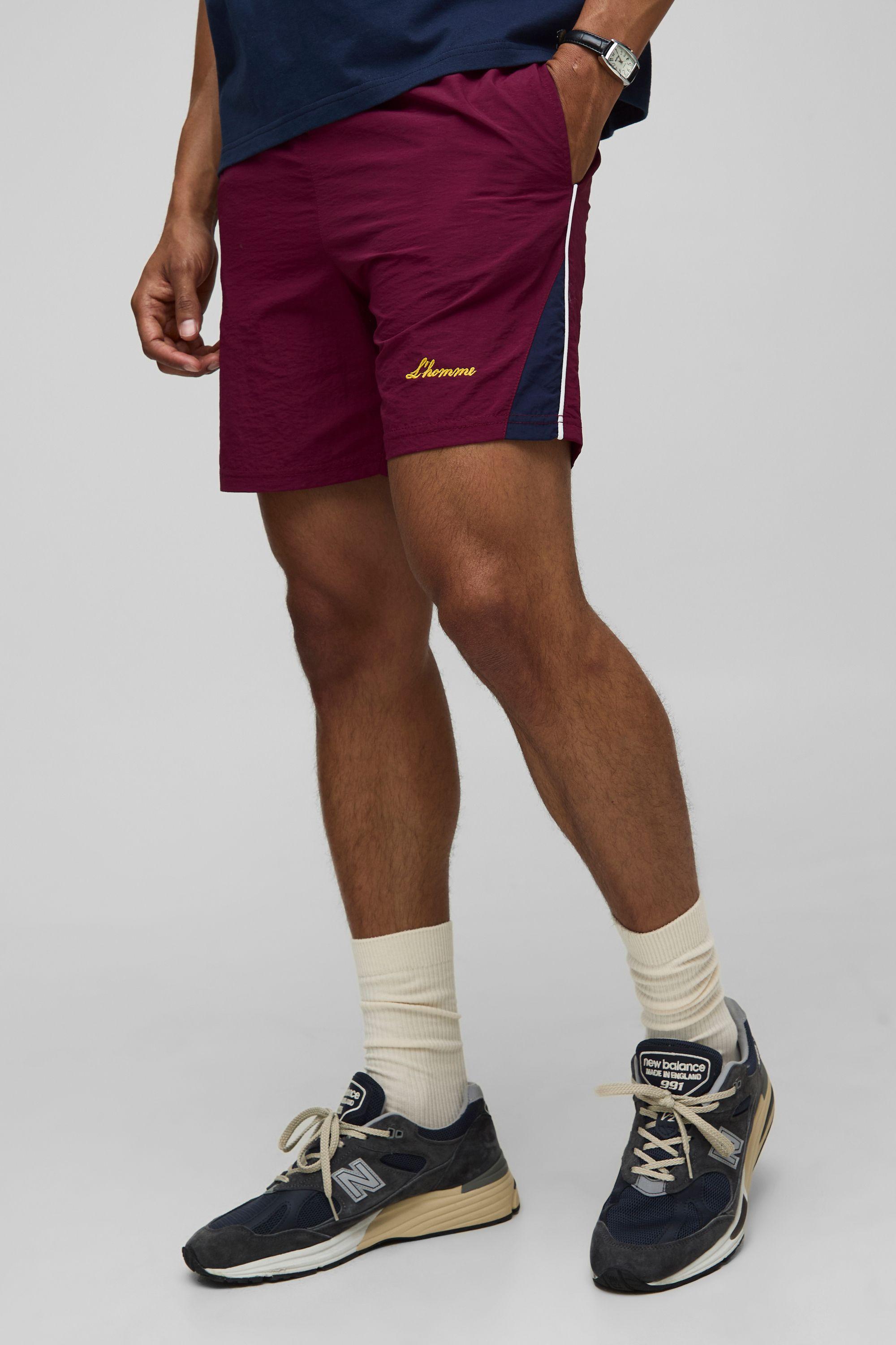 Elasticated Waist Relaxed Crinkle Nylon Panelled Shorts by BOOHOOMAN