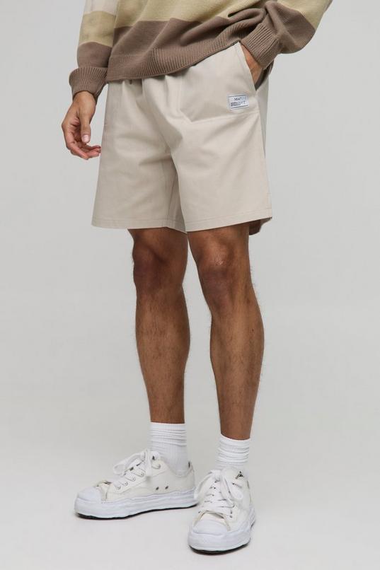 Elasticated Waist Relaxed Woven Tab Canvas Shorts by BOOHOOMAN
