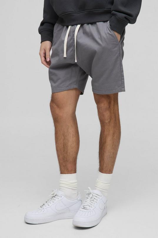 Elasticated Waist Slim Fit Twill Shorts by BOOHOOMAN