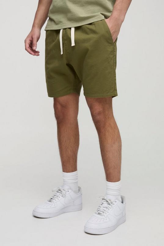 Elasticated Waist Slim Fit Twill Shorts by BOOHOOMAN