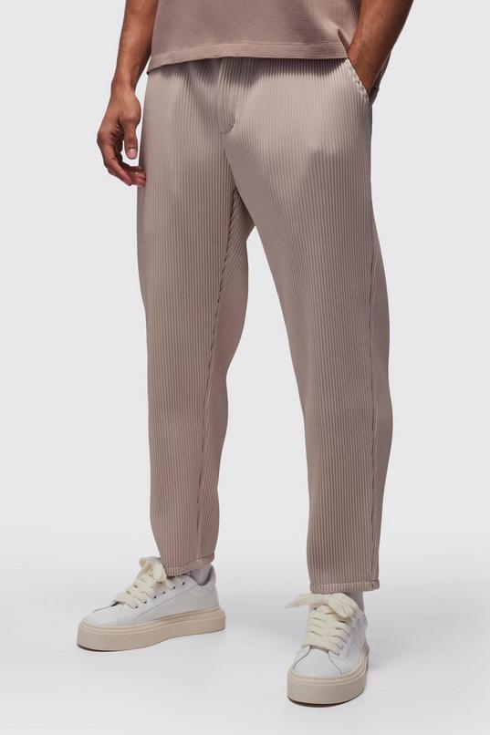 Elasticated Waist Tapered Fit Pleated PU Trouser by BOOHOOMAN