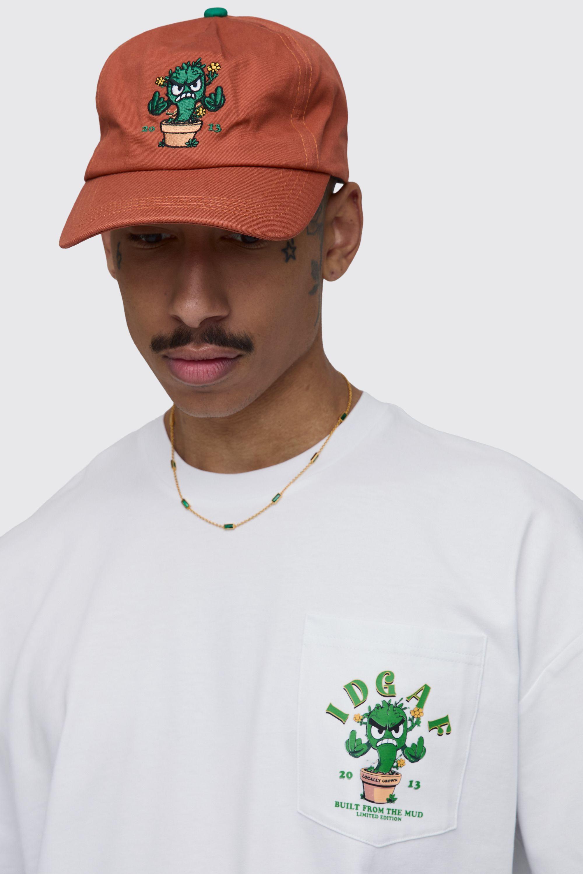 Embroidered Cactus 5 Panel Cap by BOOHOOMAN