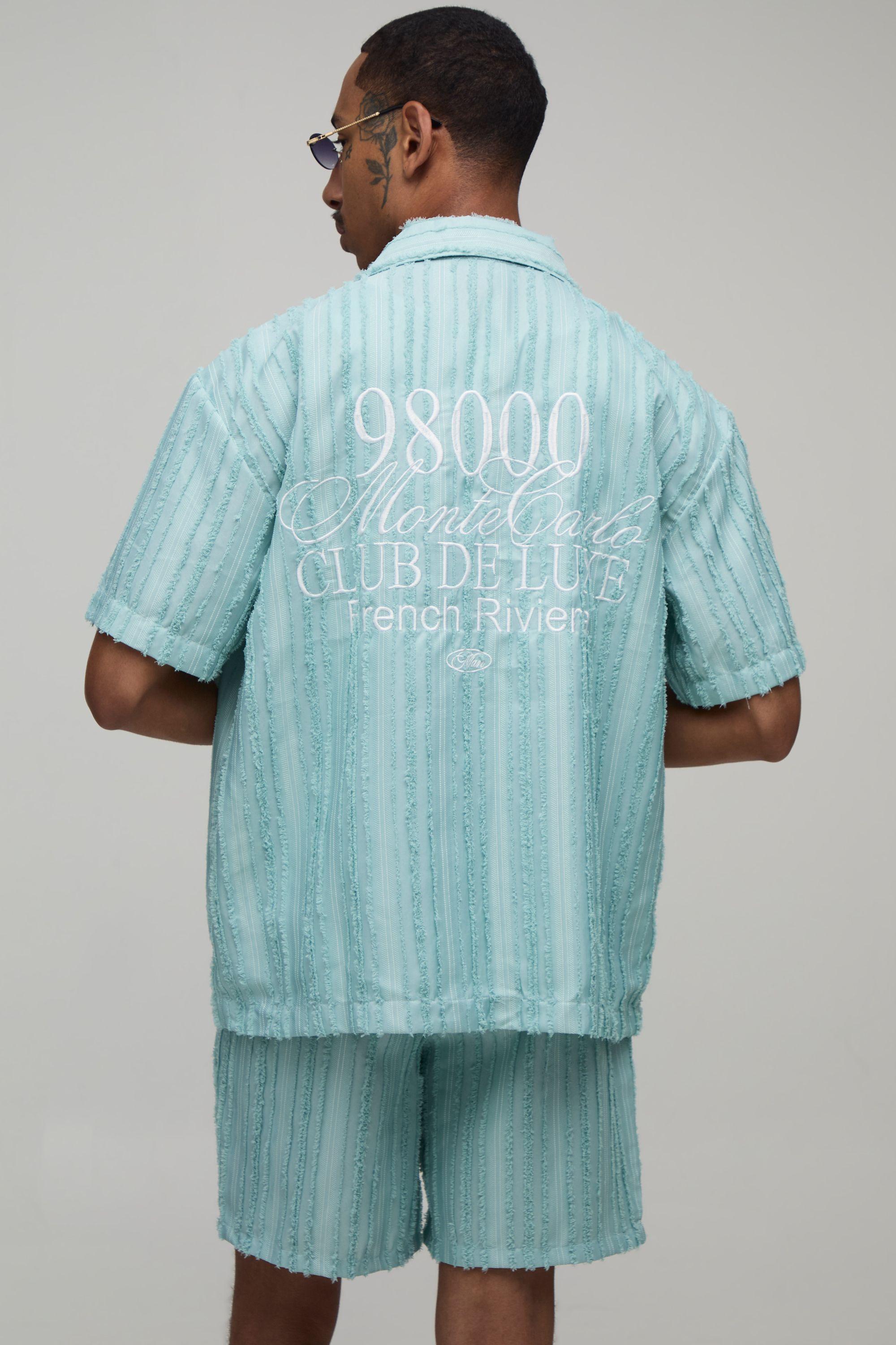 Embroidered Pleated Monte Carlo Regular Shirt & Relaxed Short Set by BOOHOOMAN