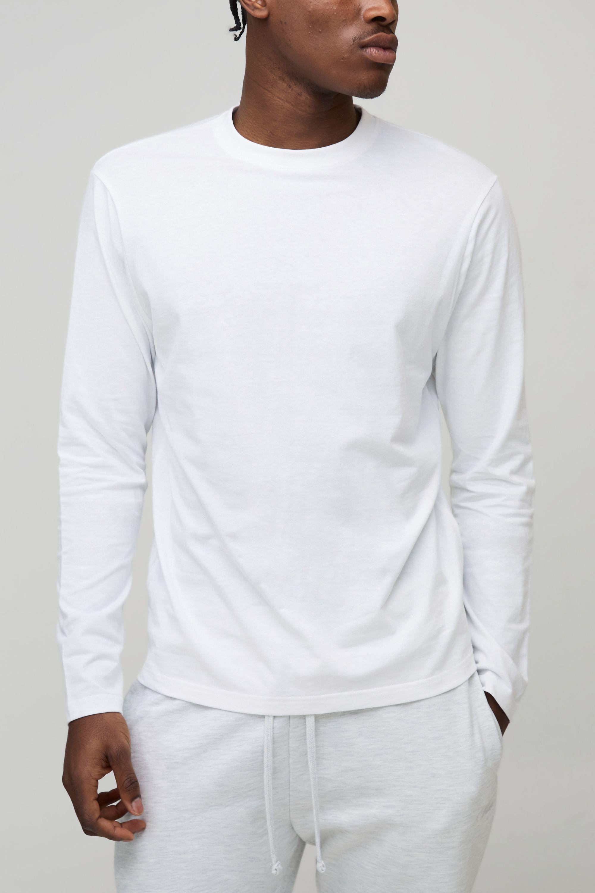Essential Long Sleeve Regular Fit Crew Neck T-shirt by BOOHOOMAN