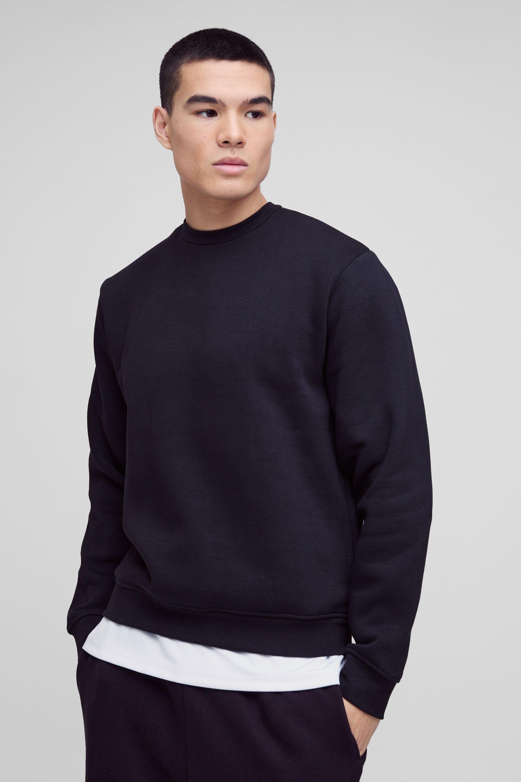 Essential Regular Fit Crew Neck Sweatshirt by BOOHOOMAN