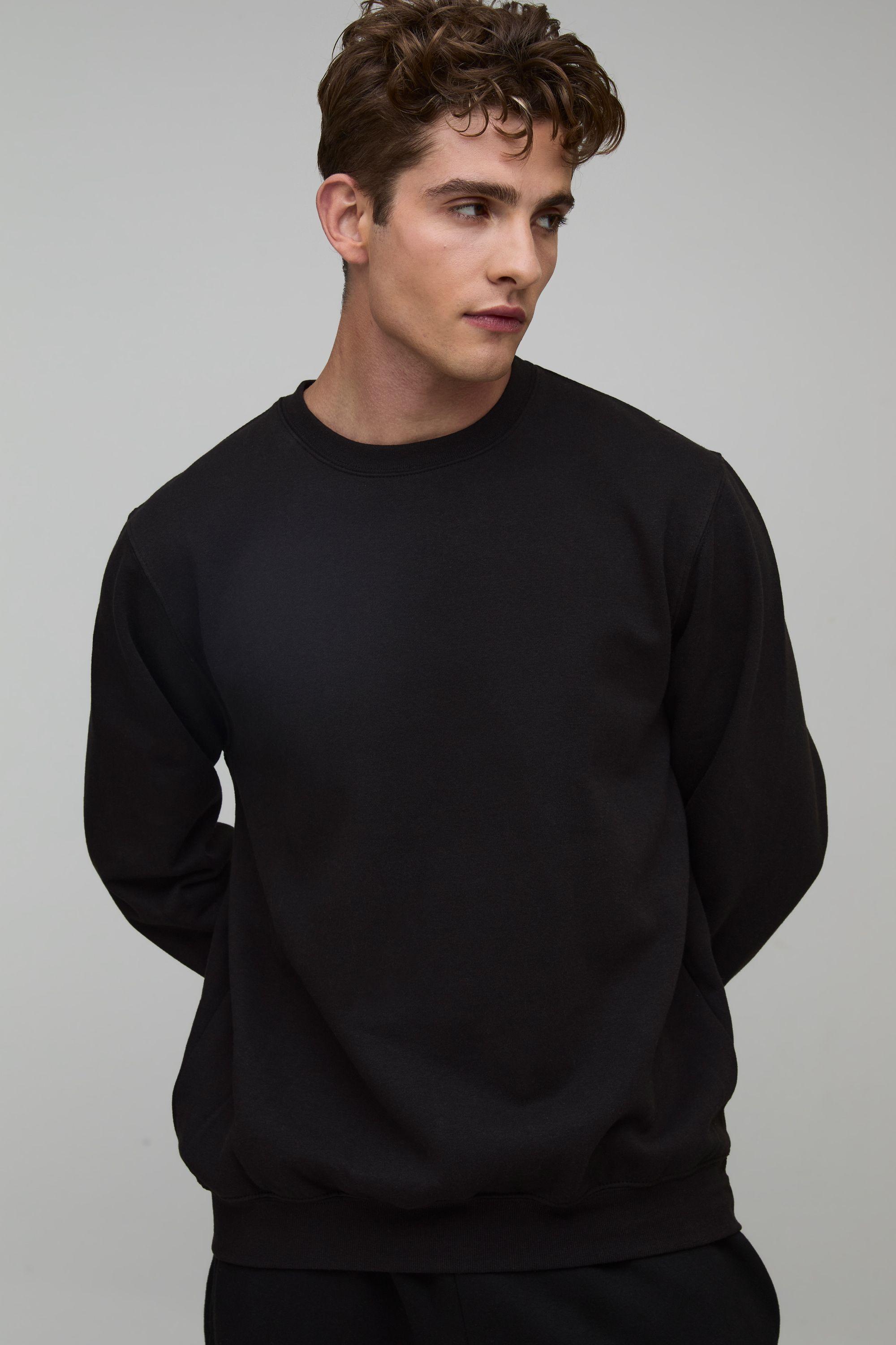 Essential Regular Fit Crew Neck Sweatshirt by BOOHOOMAN