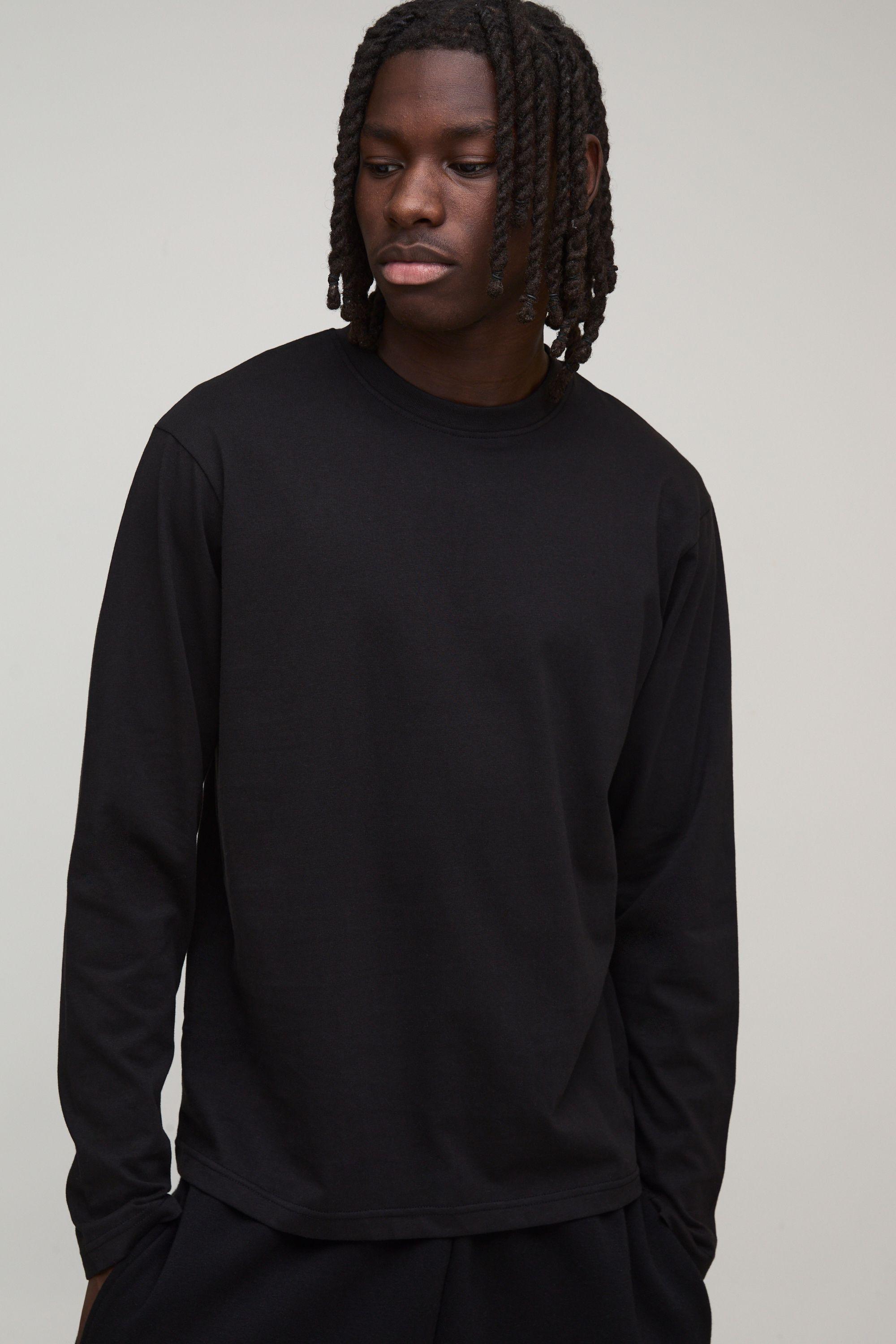 Essential Regular Fit Long Sleeve Crew Neck T-Shirt by BOOHOOMAN