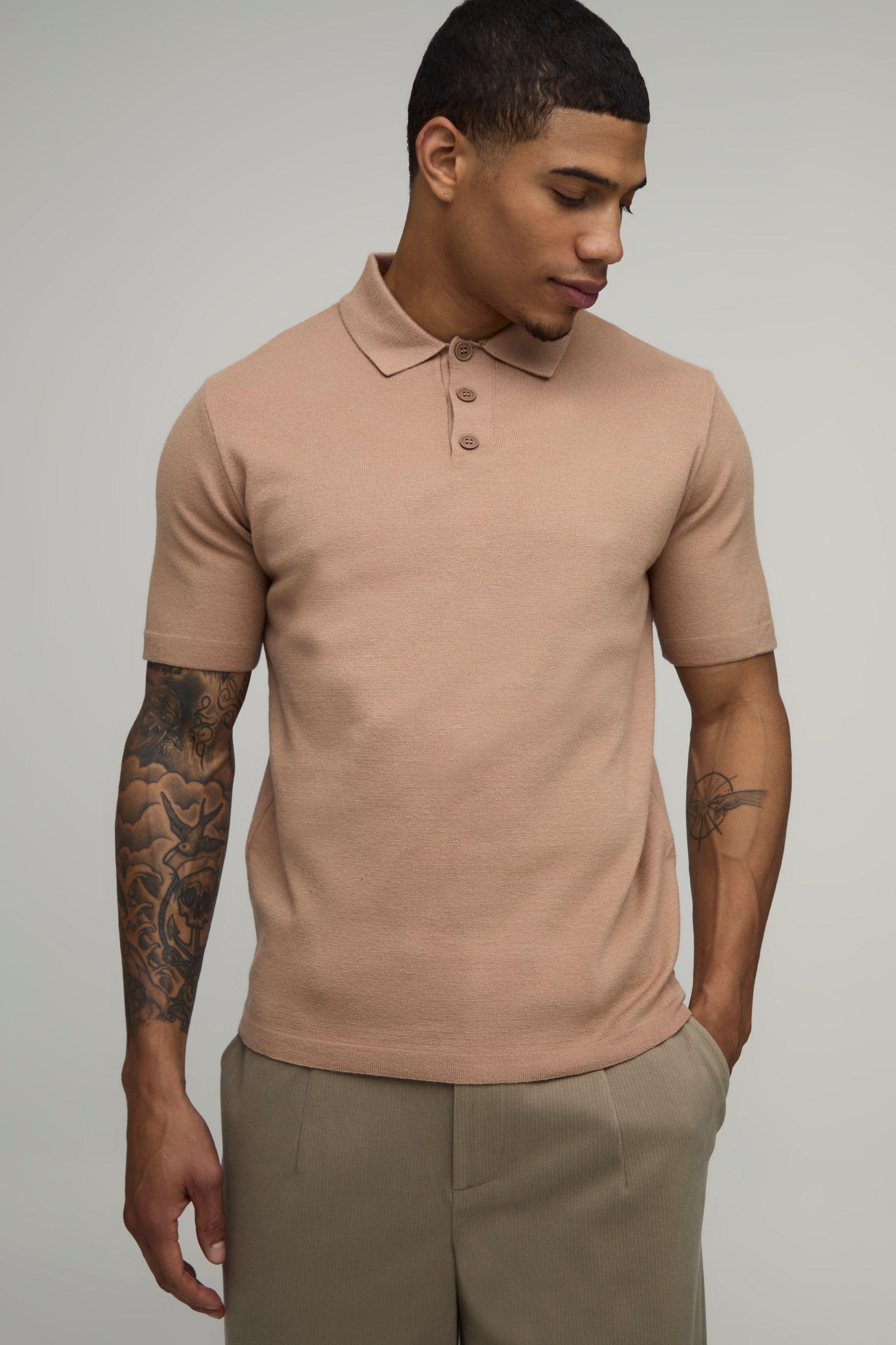 Essential Regular Fit Soft Touch Knitted Polo by BOOHOOMAN