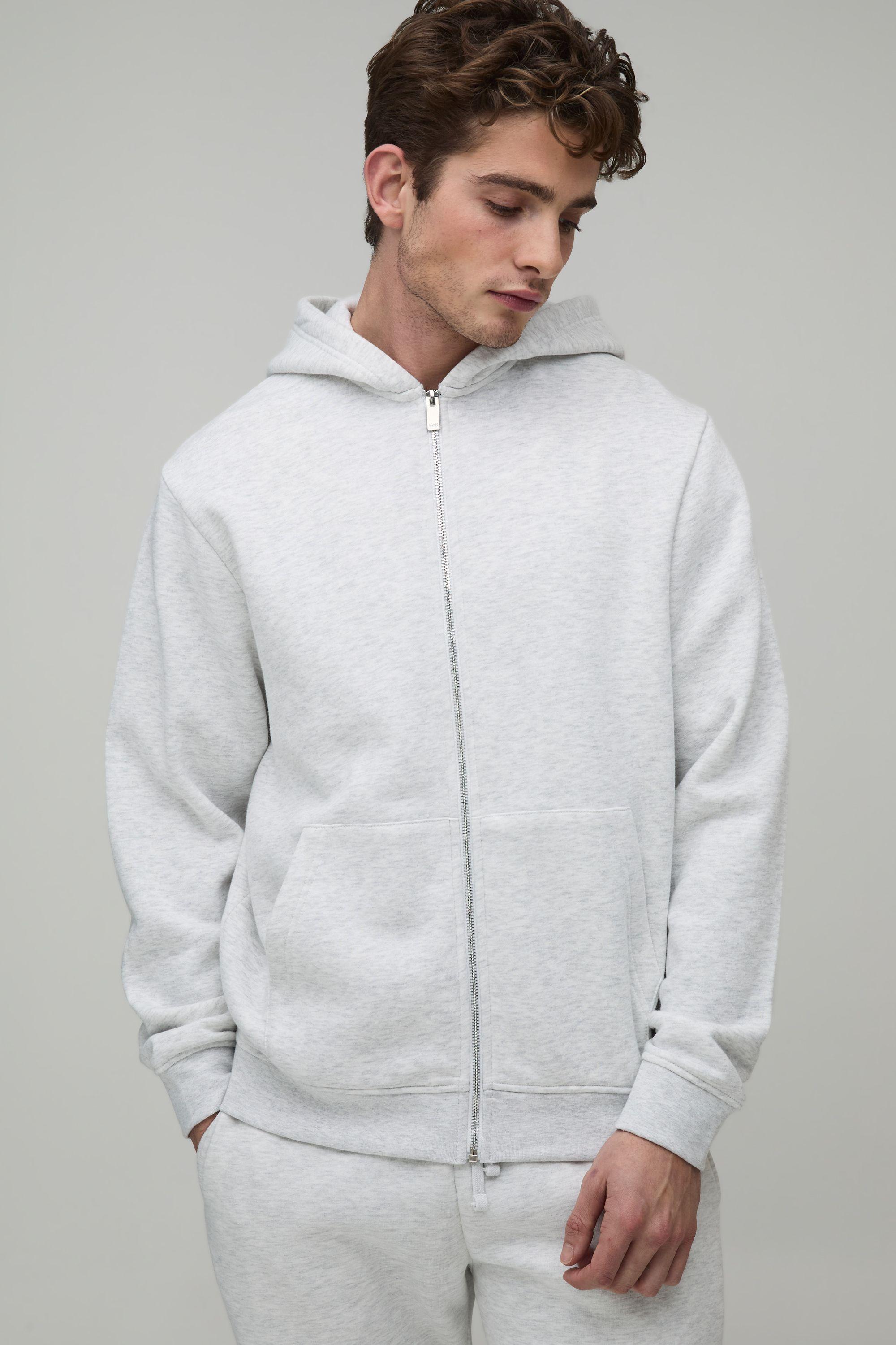 Essential Regular Zip Through Hoodie by BOOHOOMAN
