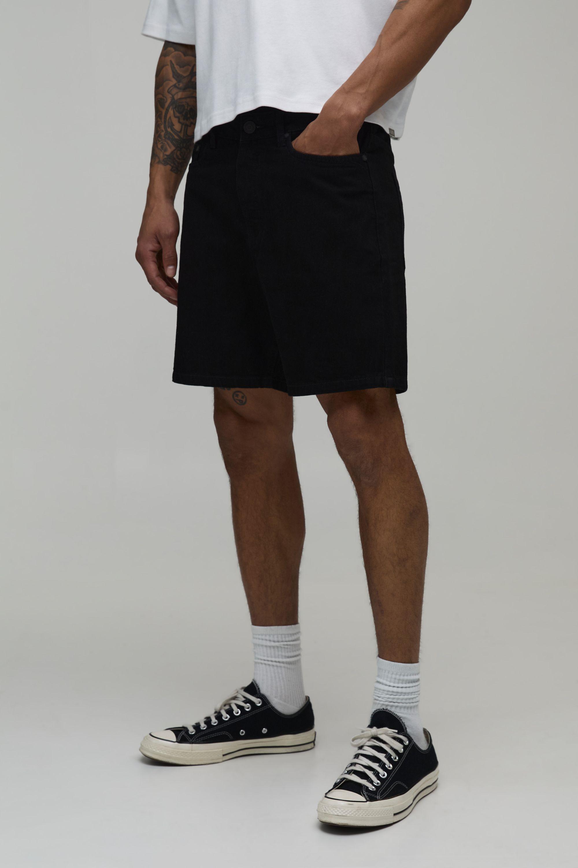 Essential Slim Fit Denim Shorts by BOOHOOMAN