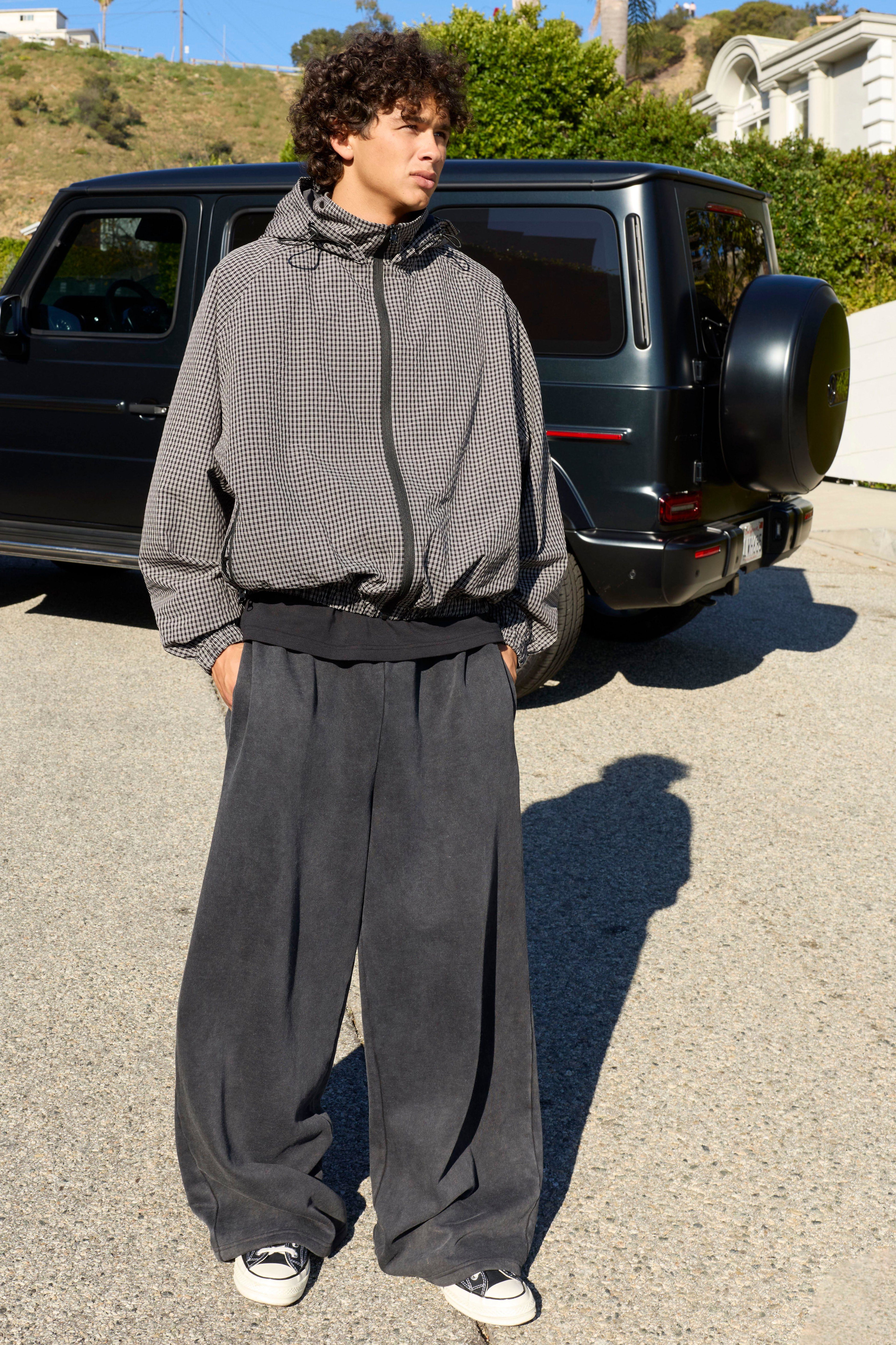 Essential Washed Extreme Wide Leg Jogger by BOOHOOMAN
