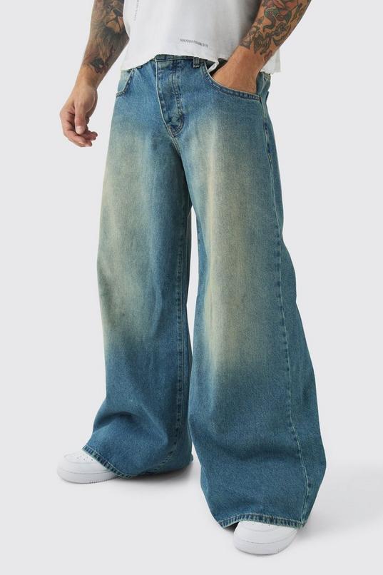 Extreme Baggy Rigid Tinted Wash Jeans by BOOHOOMAN