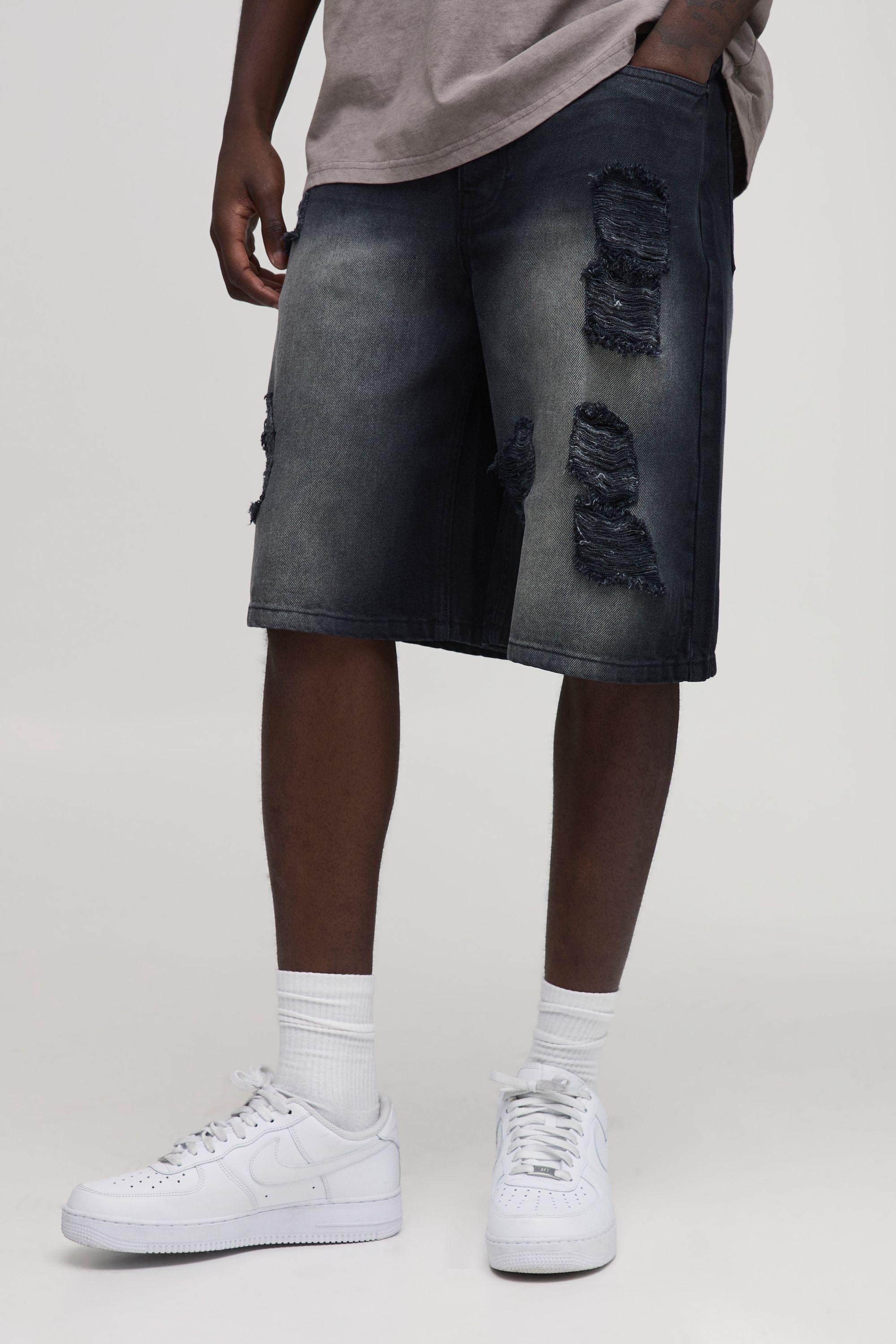 Extreme Baggy Ripped Denim Shorts by BOOHOOMAN
