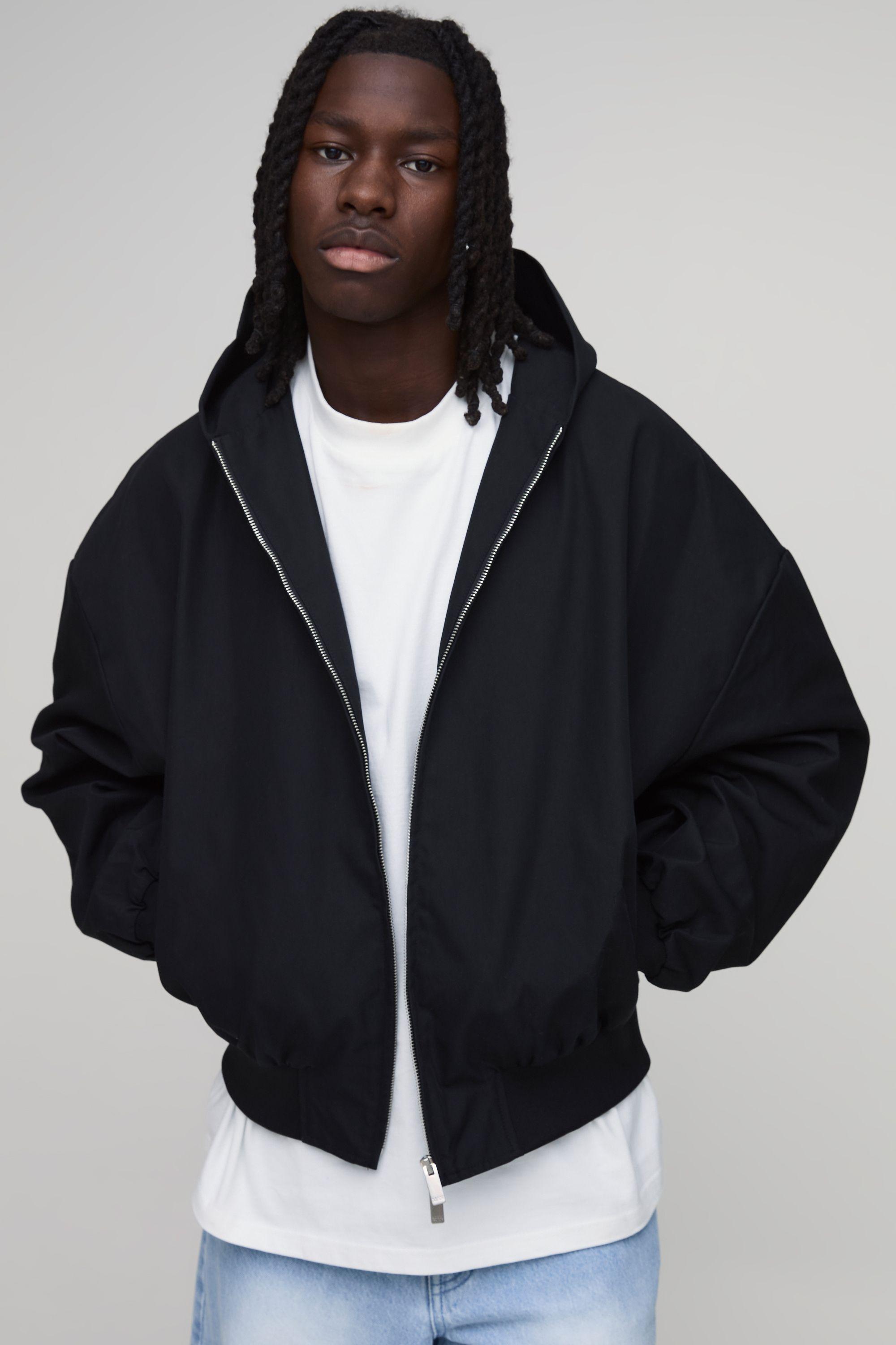 Extreme Oversized Twill Hooded Jacket by BOOHOOMAN