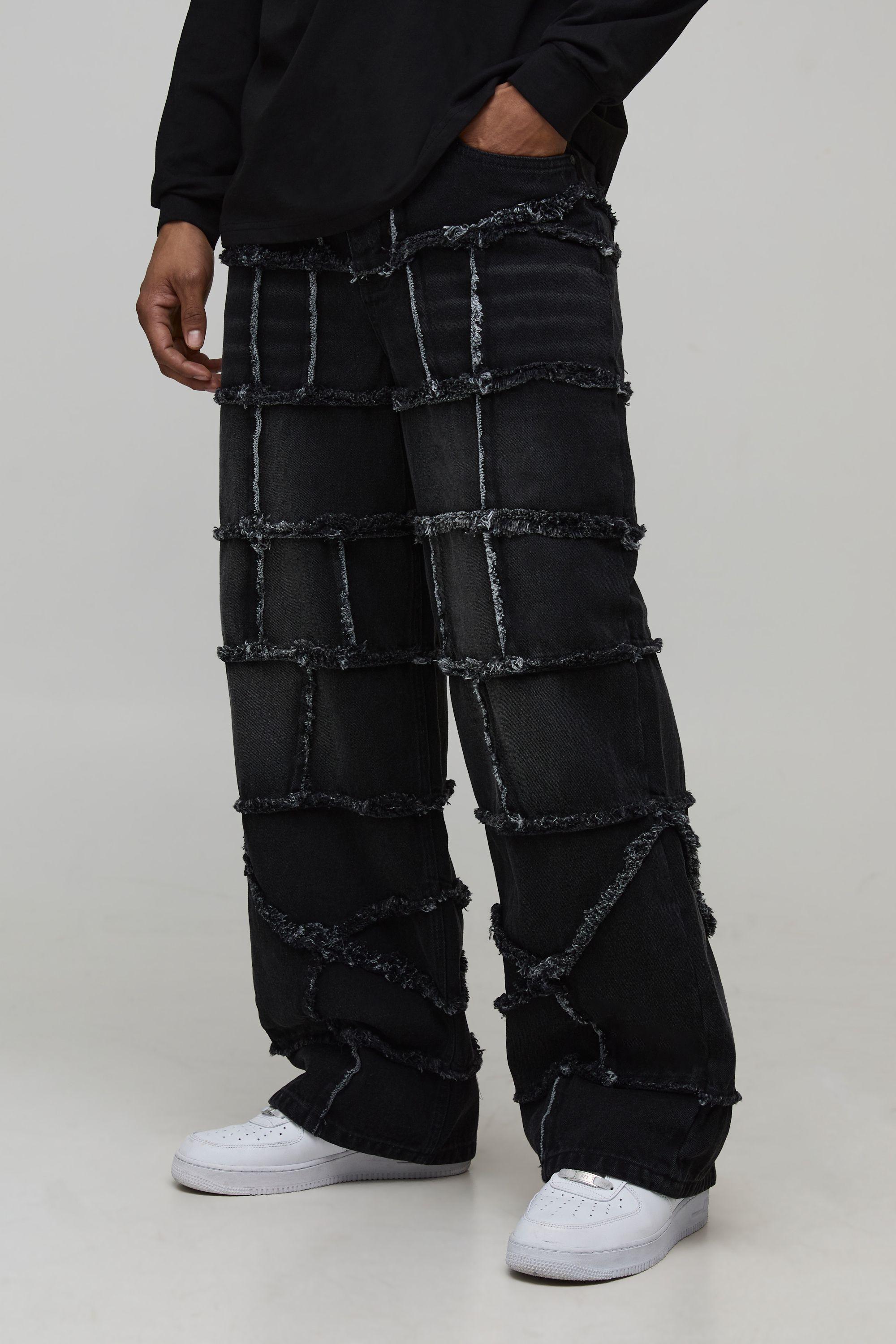 Extreme Patchwork Baggy Fit Jeans by BOOHOOMAN