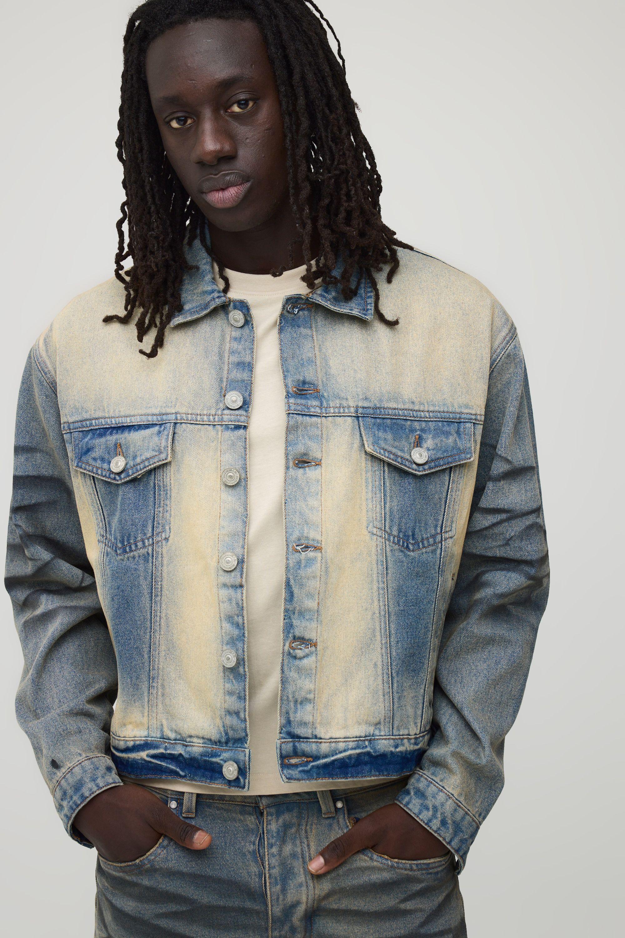 Extreme Washed Bleached Boxy Denim Jacket by BOOHOOMAN