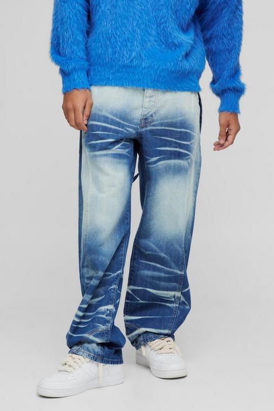 Extreme Washed Strap Detail Relaxed Fit Jeans by BOOHOOMAN