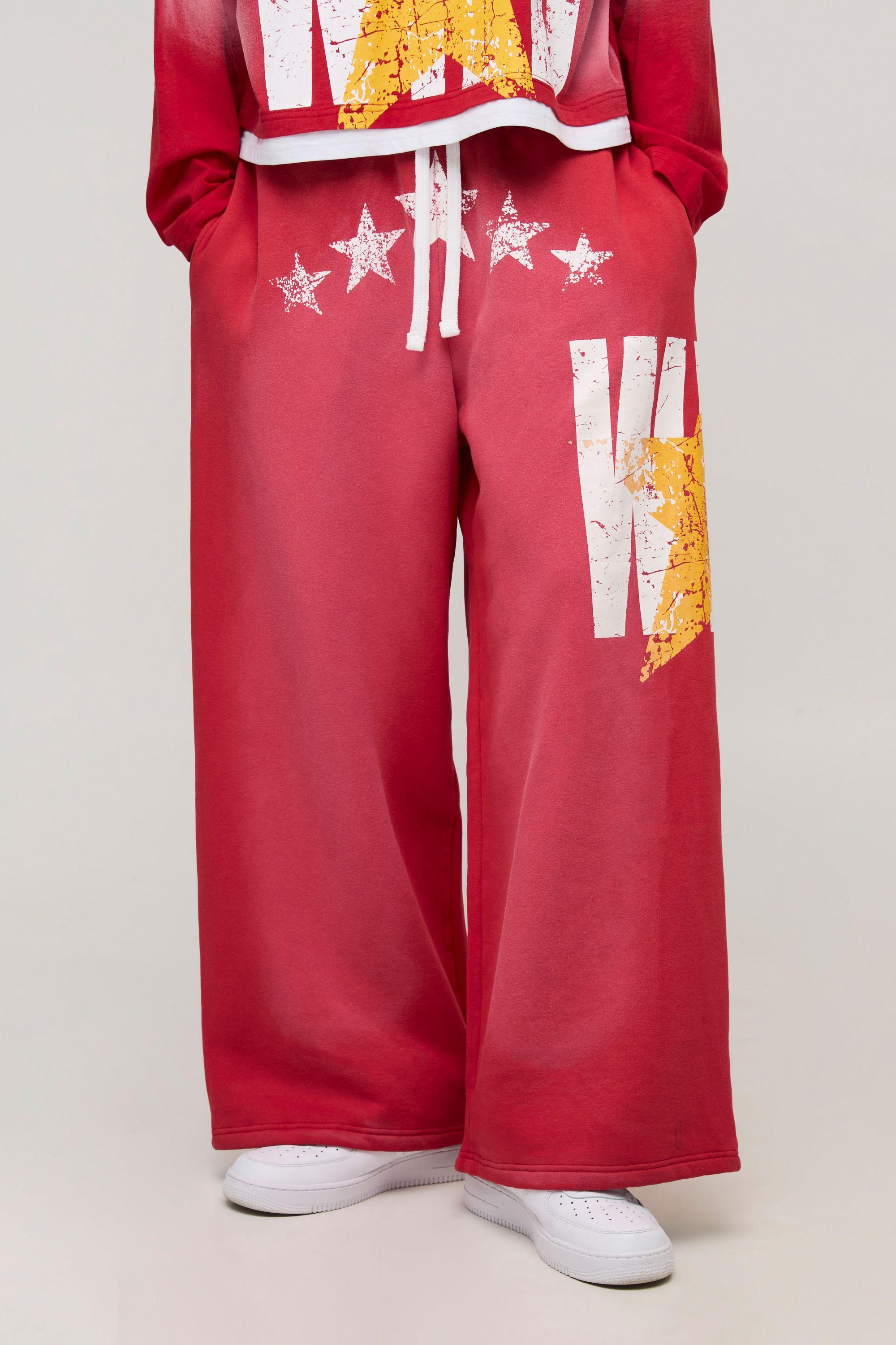 Extreme Wide Leg Faux Boxer Western Wild Star Graphic Washed Jogger by BOOHOOMAN