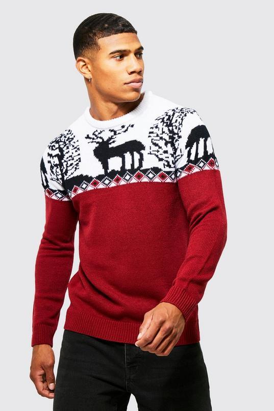 Fairisle Knitted Christmas Jumper by BOOHOOMAN