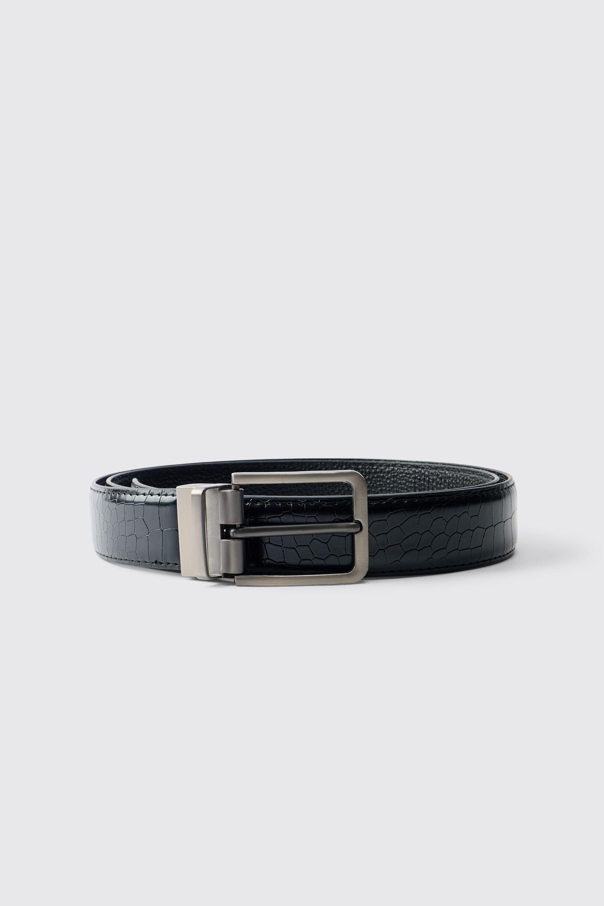 Faux Croc PU Textured Belt by BOOHOOMAN