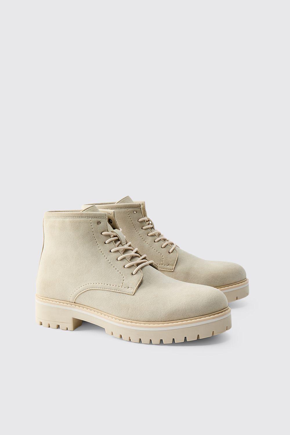 Faux Suede Chunky Sole Lace Up Boot by BOOHOOMAN