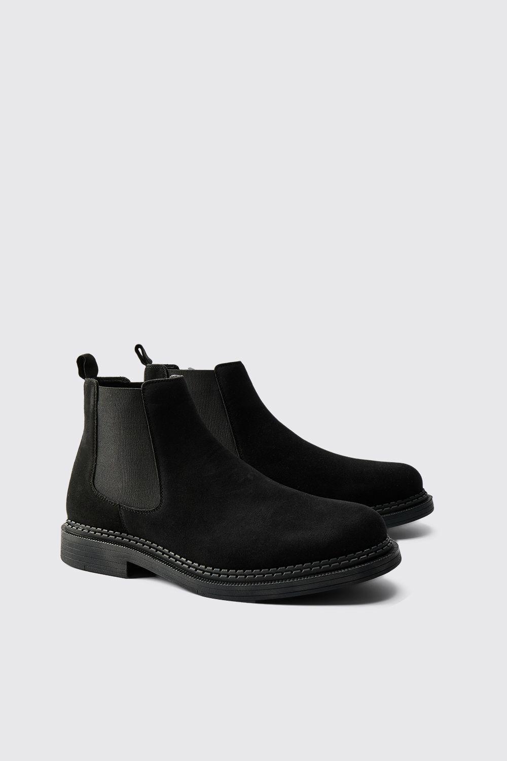 Faux Suede Stitch Detail Chelsea Boot by BOOHOOMAN