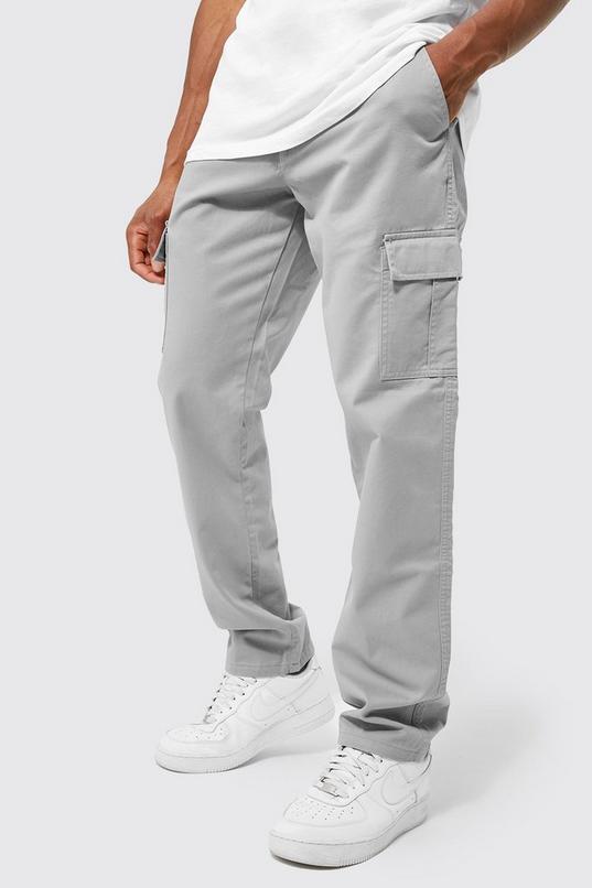Fixed Waist Straight Leg Twill Cargo Trouser by BOOHOOMAN