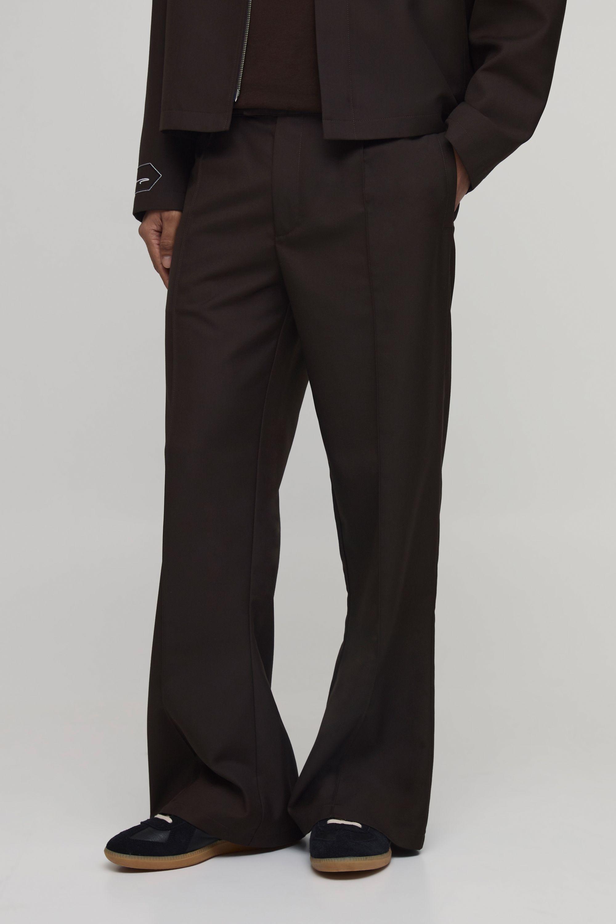 Flared Pintuck Smart Tailored Trousers by BOOHOOMAN