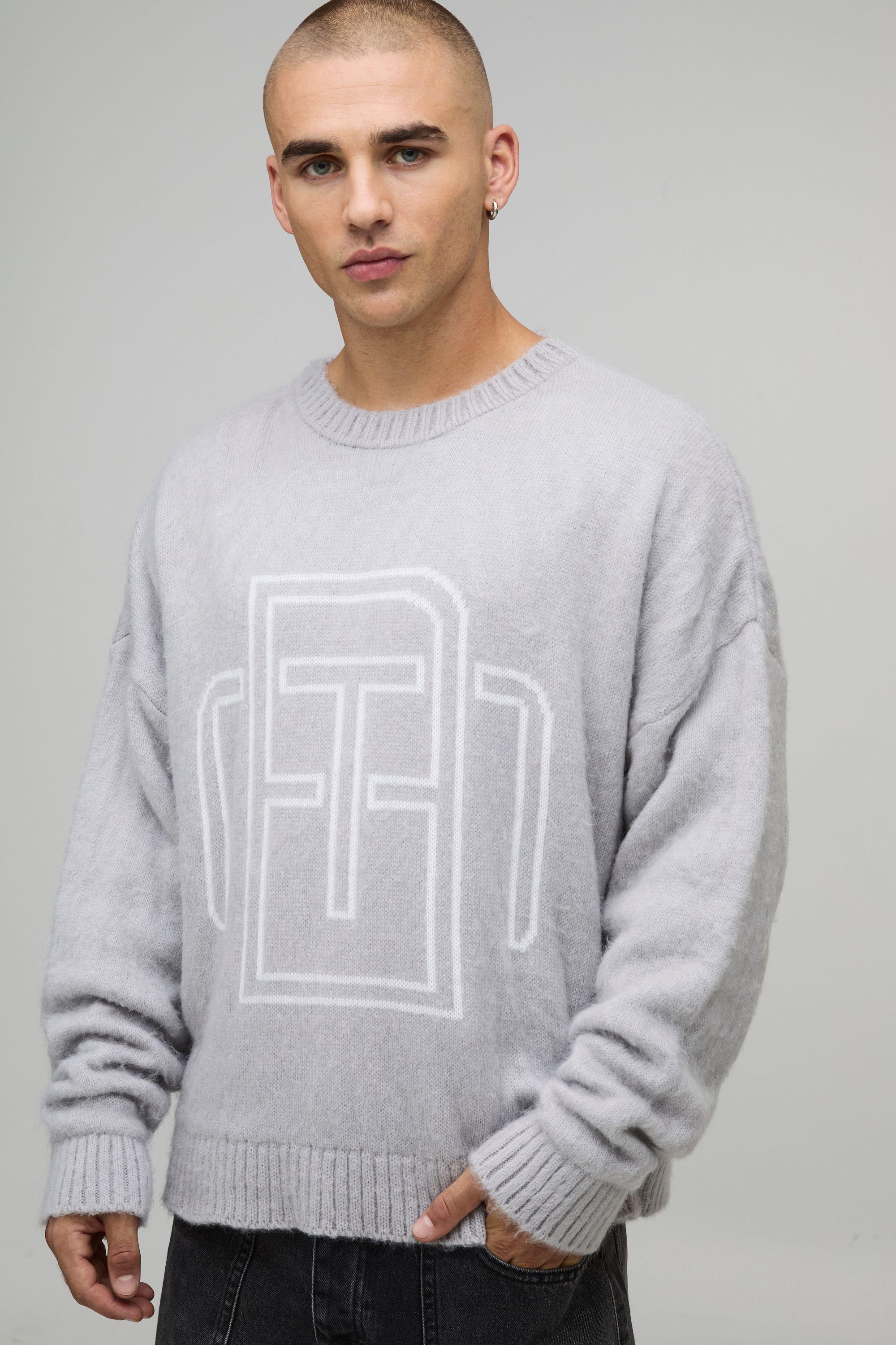 Fluffy Knit BM Jumper by BOOHOOMAN